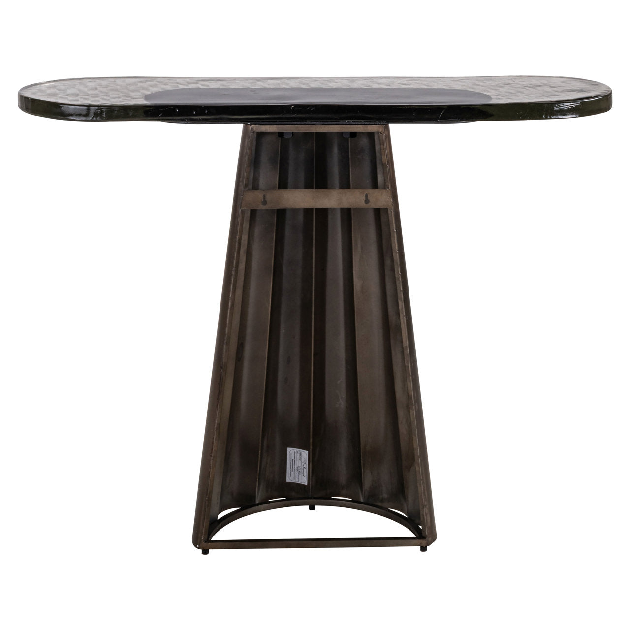 BARWICK Console with Glass Top and Brown Base