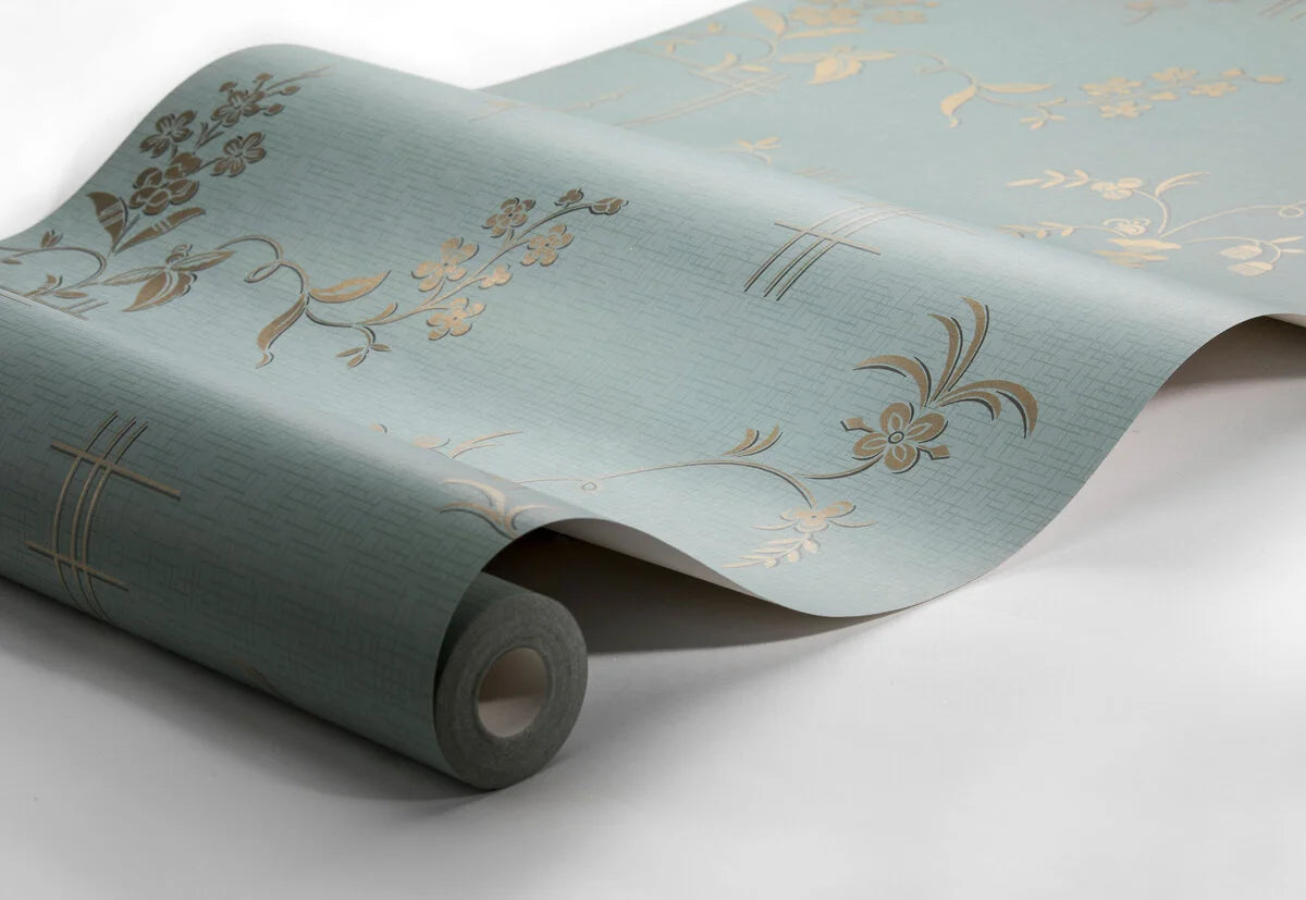 Vlies-Tapete mit pflanzlichem Muster ULRICEHAMN in türkisgrün