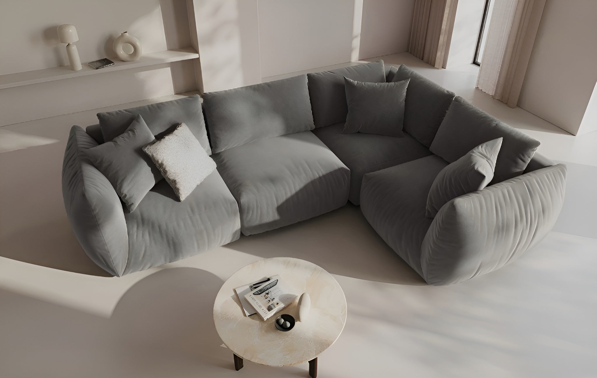 Left-facing 4-seater corner sofa CHRIS gray chenille