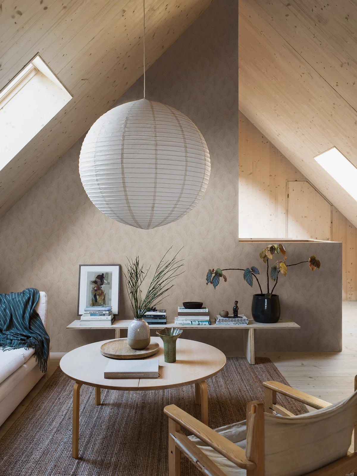 Tapete mit Pflanzenmotiv in Beige PINE TREE