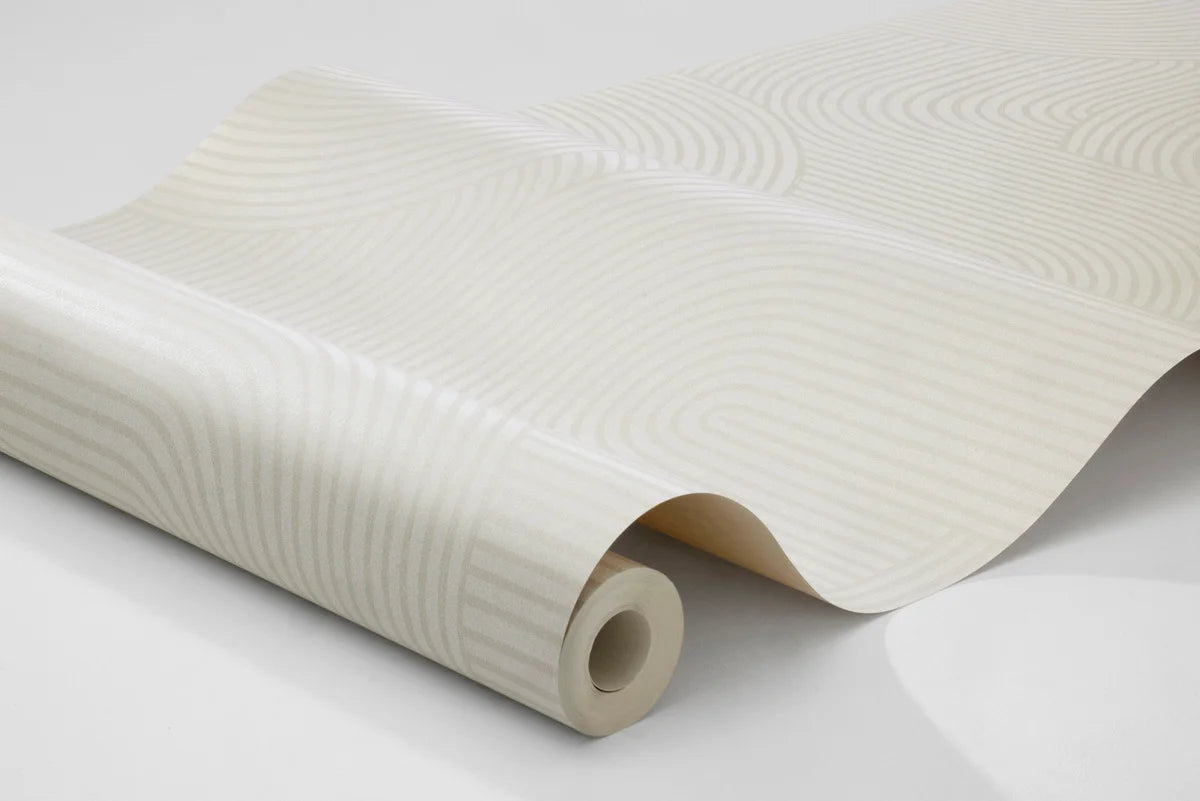 Vlies-Tapete mit geometrischem Muster ZEN in hellem Beige
