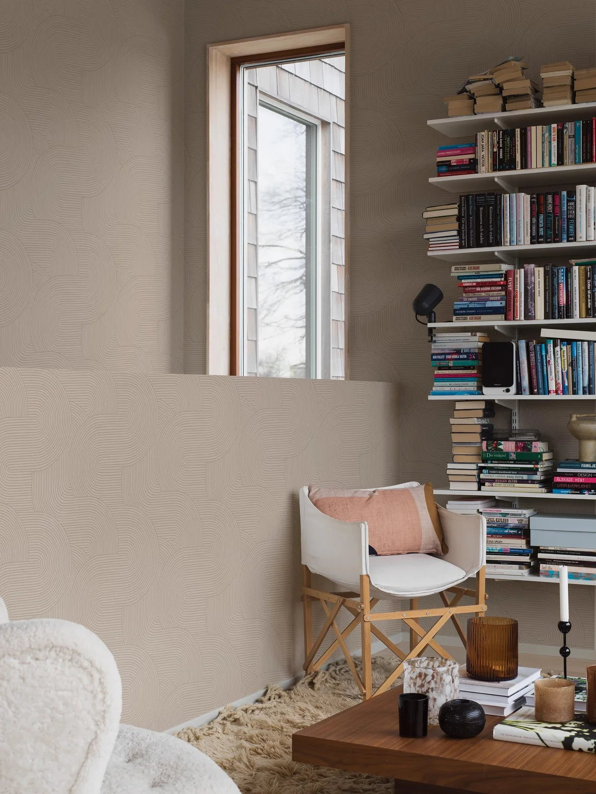 Vlies-Tapete mit geometrischem Muster ZEN in Dunkelbeige