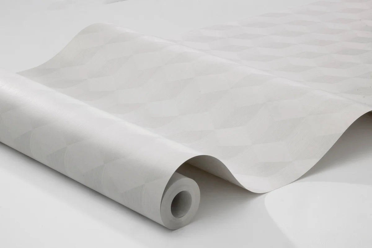 Vlies-Tapete mit geometrischem Muster CUBE gebrochenes Weiß