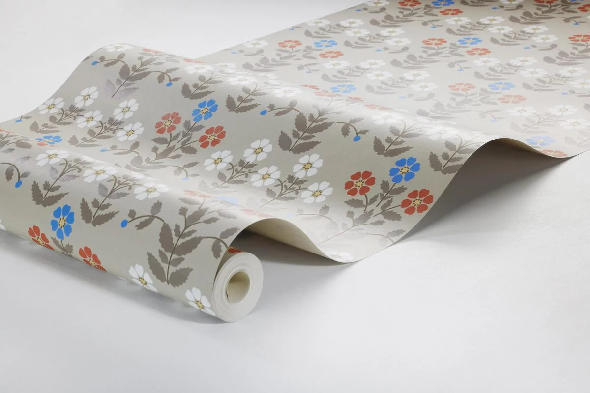Tapete mit pflanzlichem Blumenmotiv SIPPOR braun mit rot