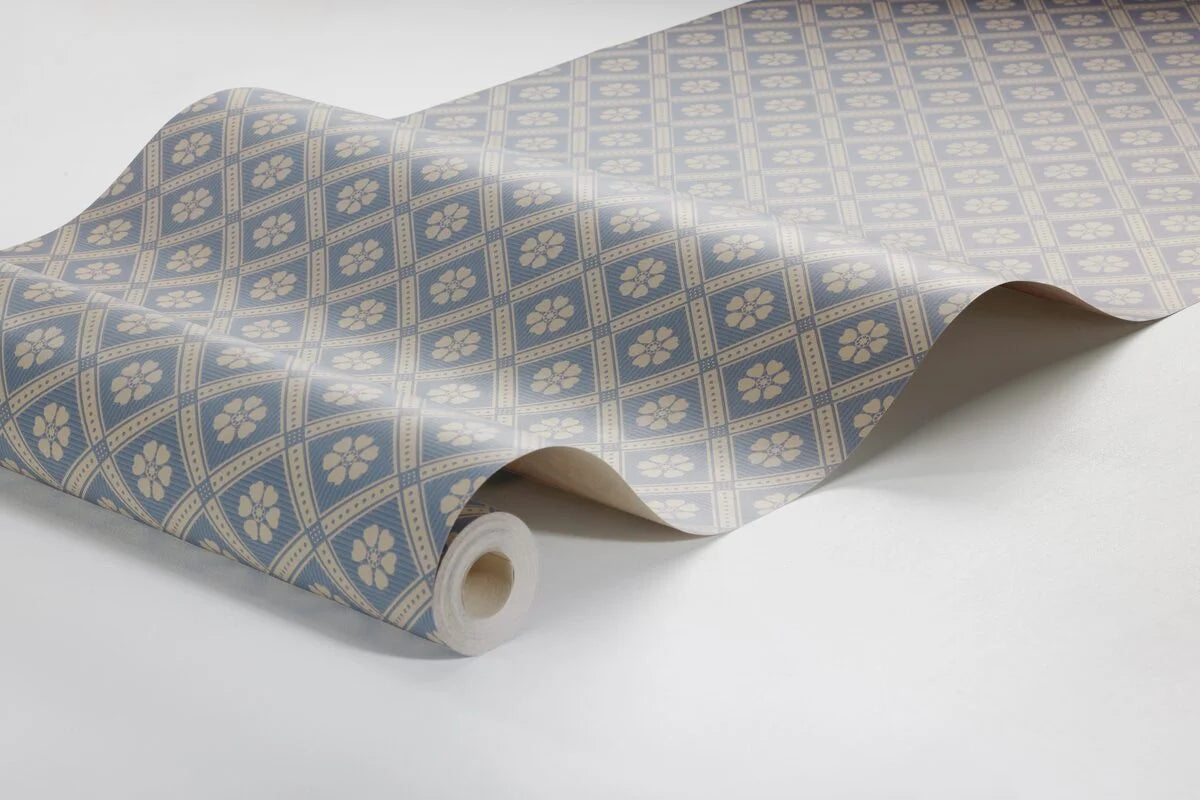 Tapete mit geometrischem Muster LOVE blau