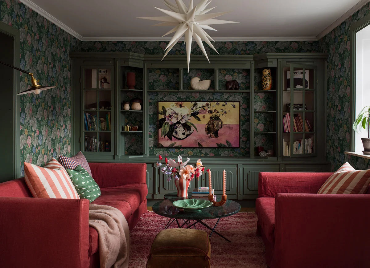 Tapete mit Pflanzenmotiv in Blumen CARNATION GARDEN grün