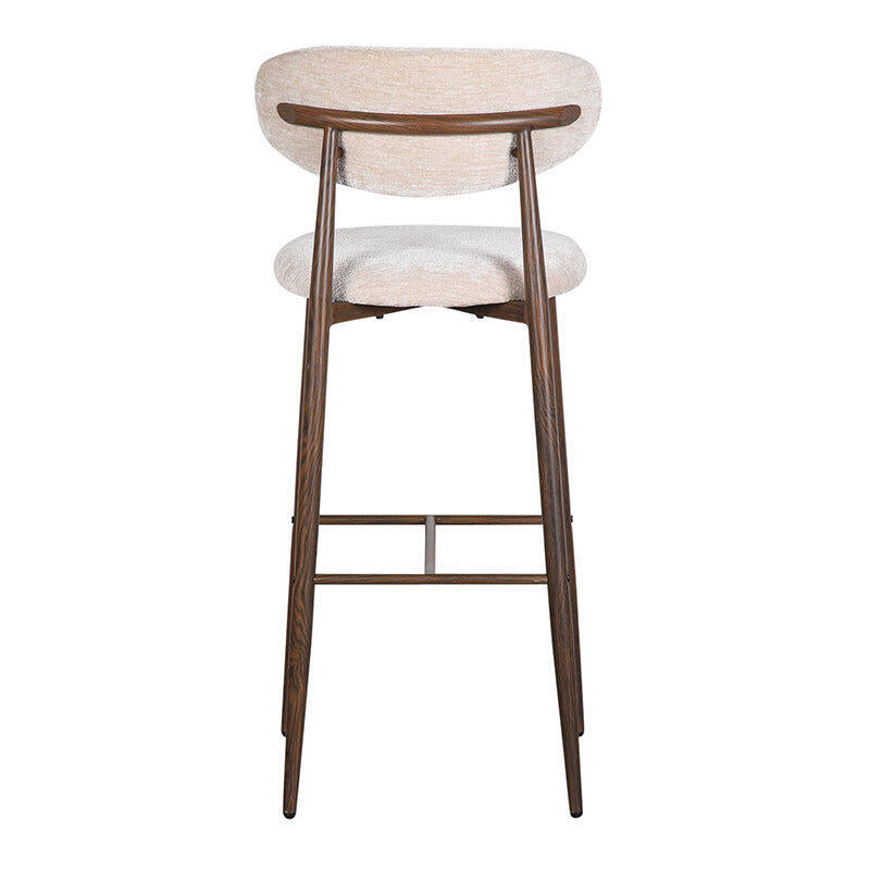 Hocker JAPANDI beige mit dunklem Holzgestell