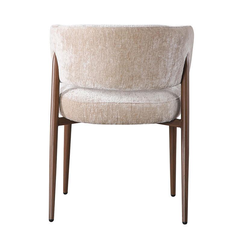 FUJI Chair in Beige with Dark Wooden Base