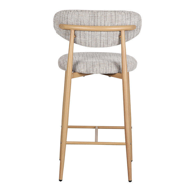 JAPANDI Stool in Gray Beige with Wooden Base