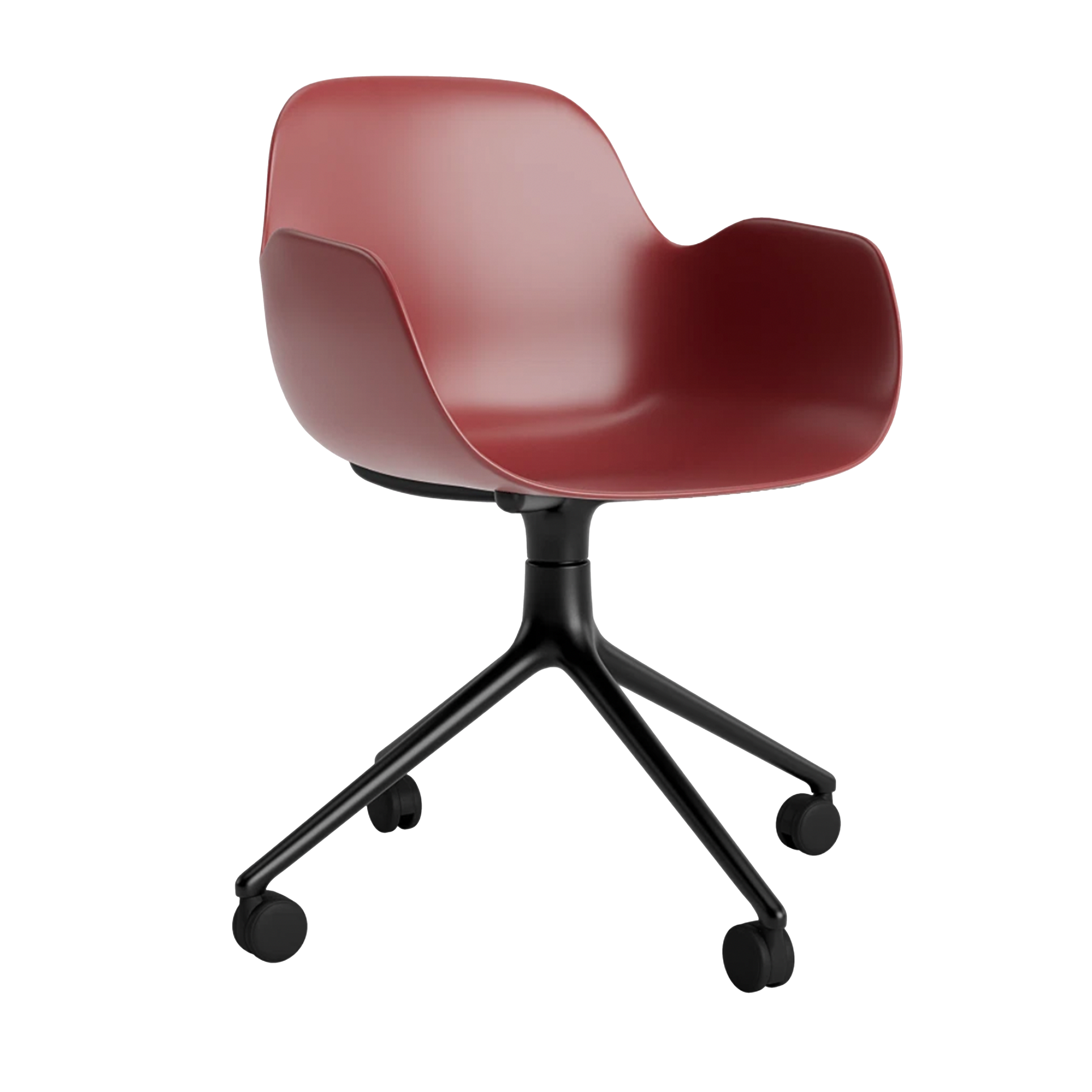 Office Chair mit 4W -Burgundformularen mit einer schwarzen Basis