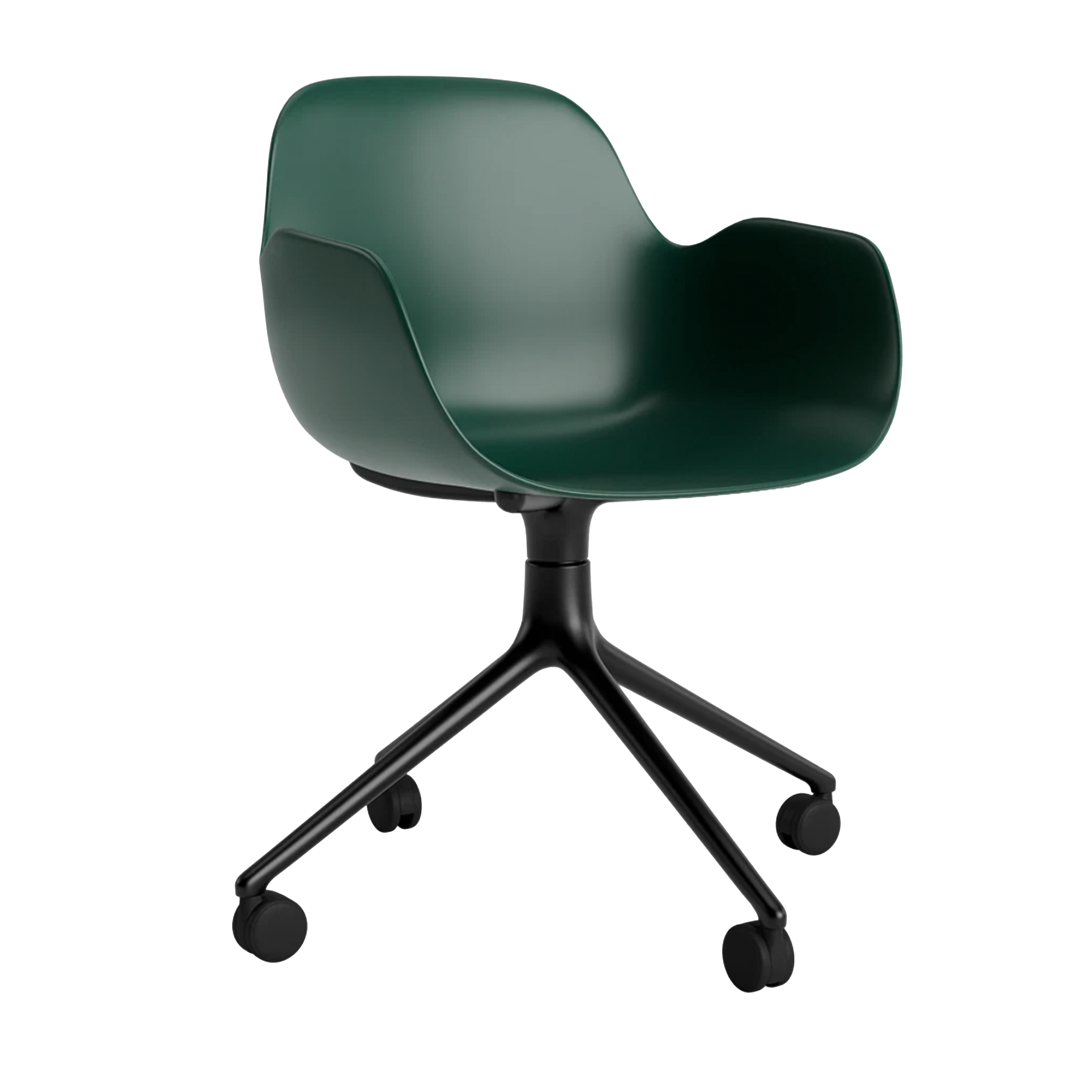 Office chair with 4W green armrests with a black base