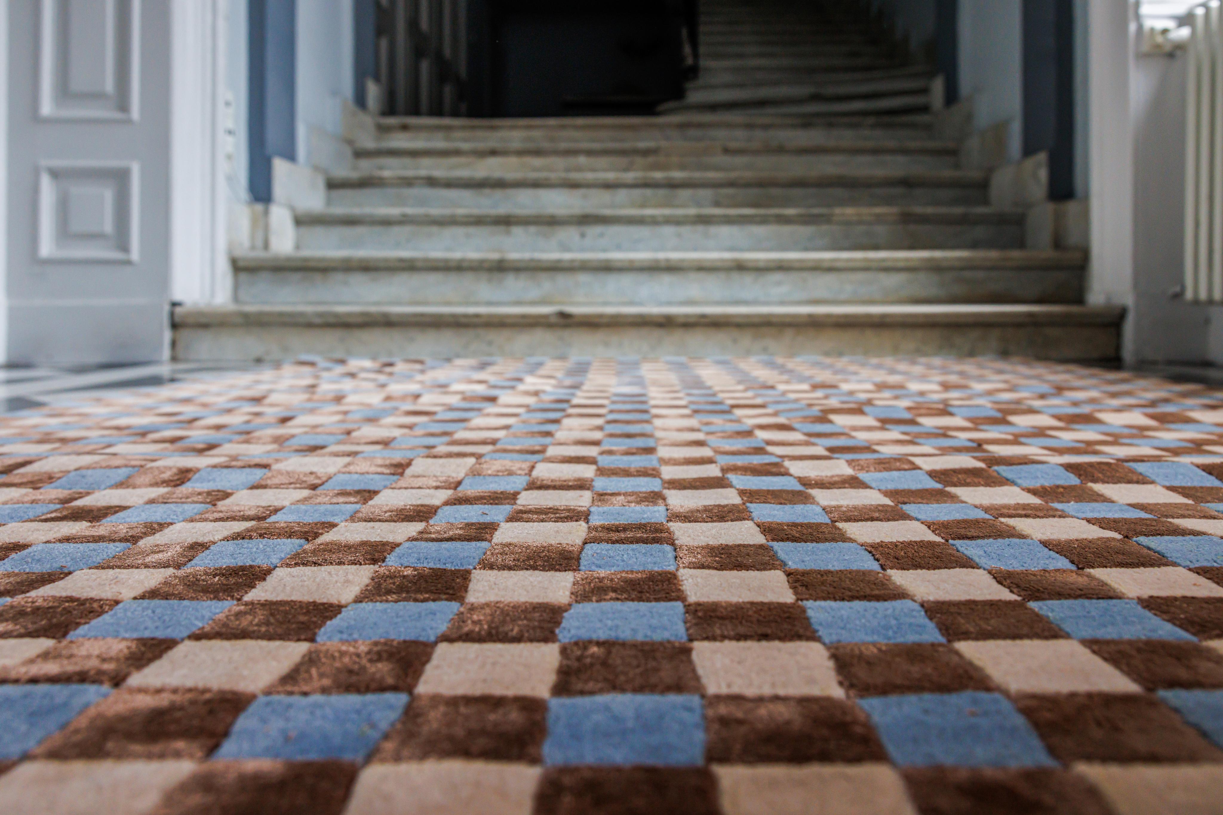 FLICKER blue rug with beige and brown [Amelia]