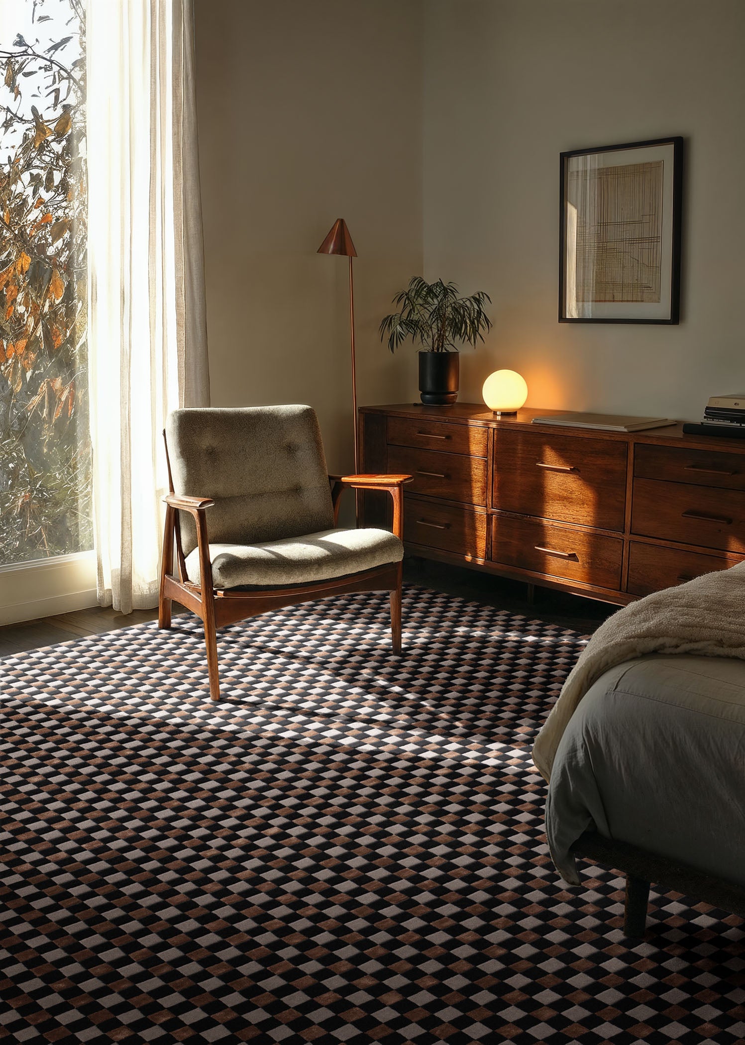 Teppich FLICKER schwarz mit grau und braun [Amelia]