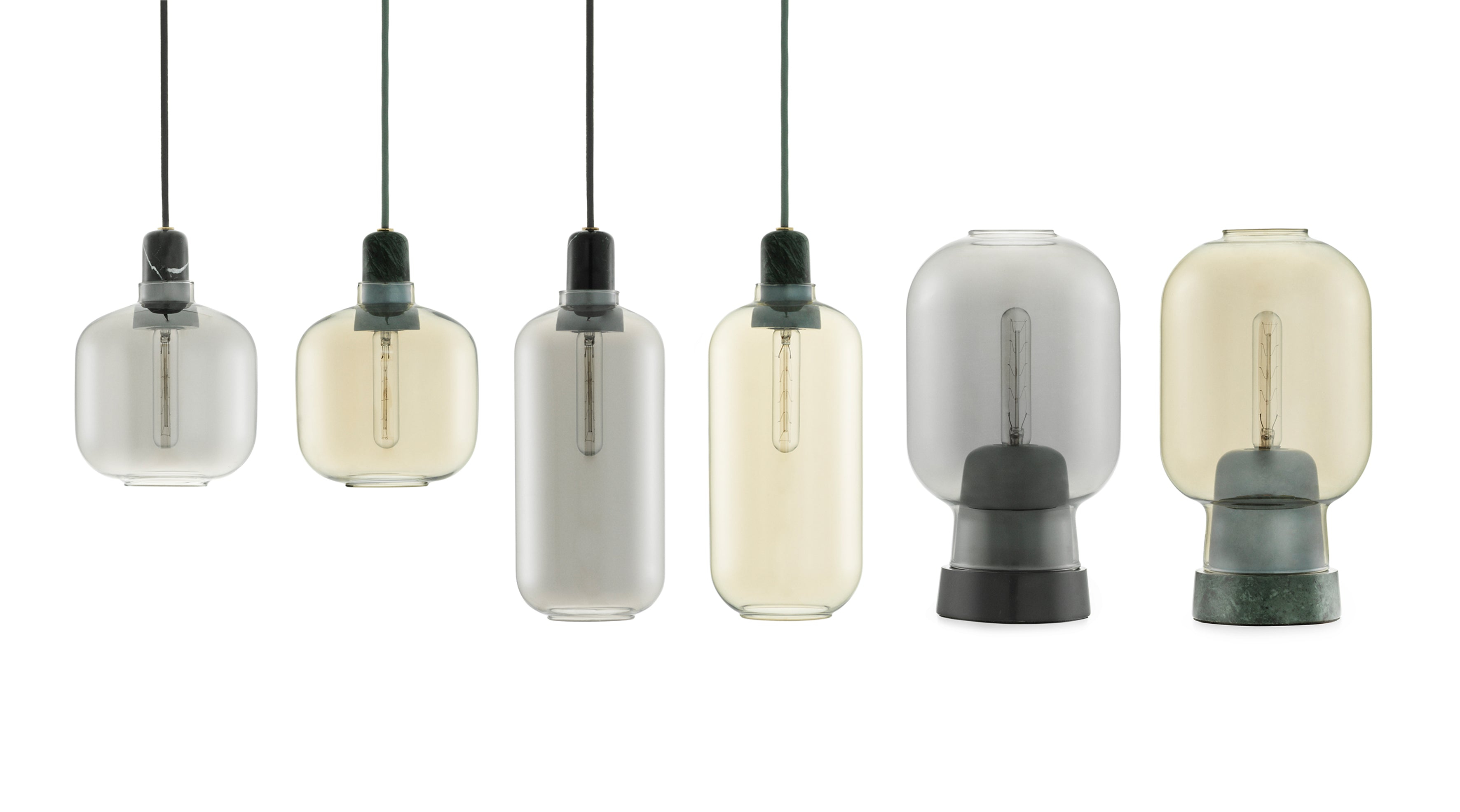 AMP table lamp in smoked glass with black marble