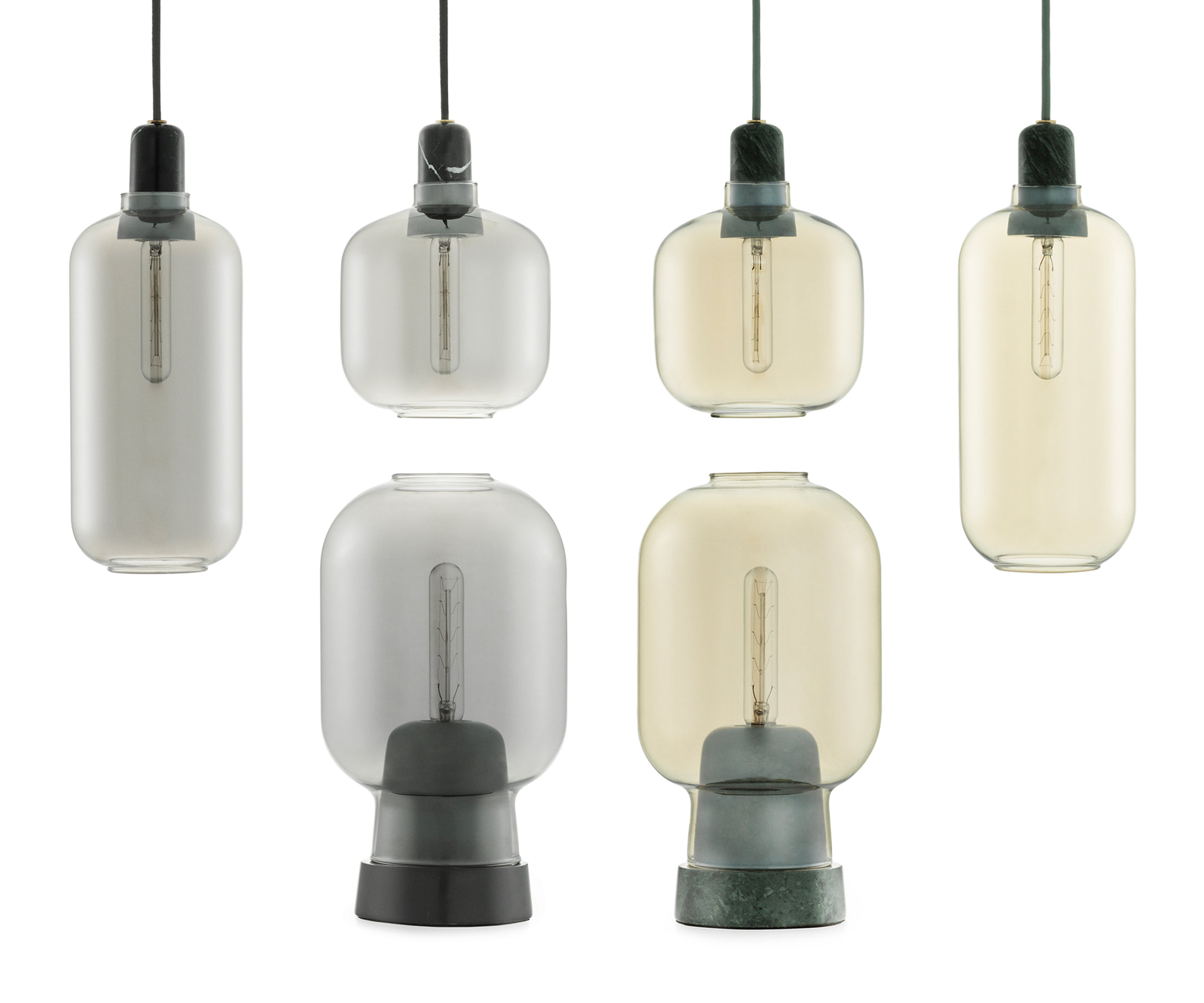 AMP table lamp in smoked glass with black marble