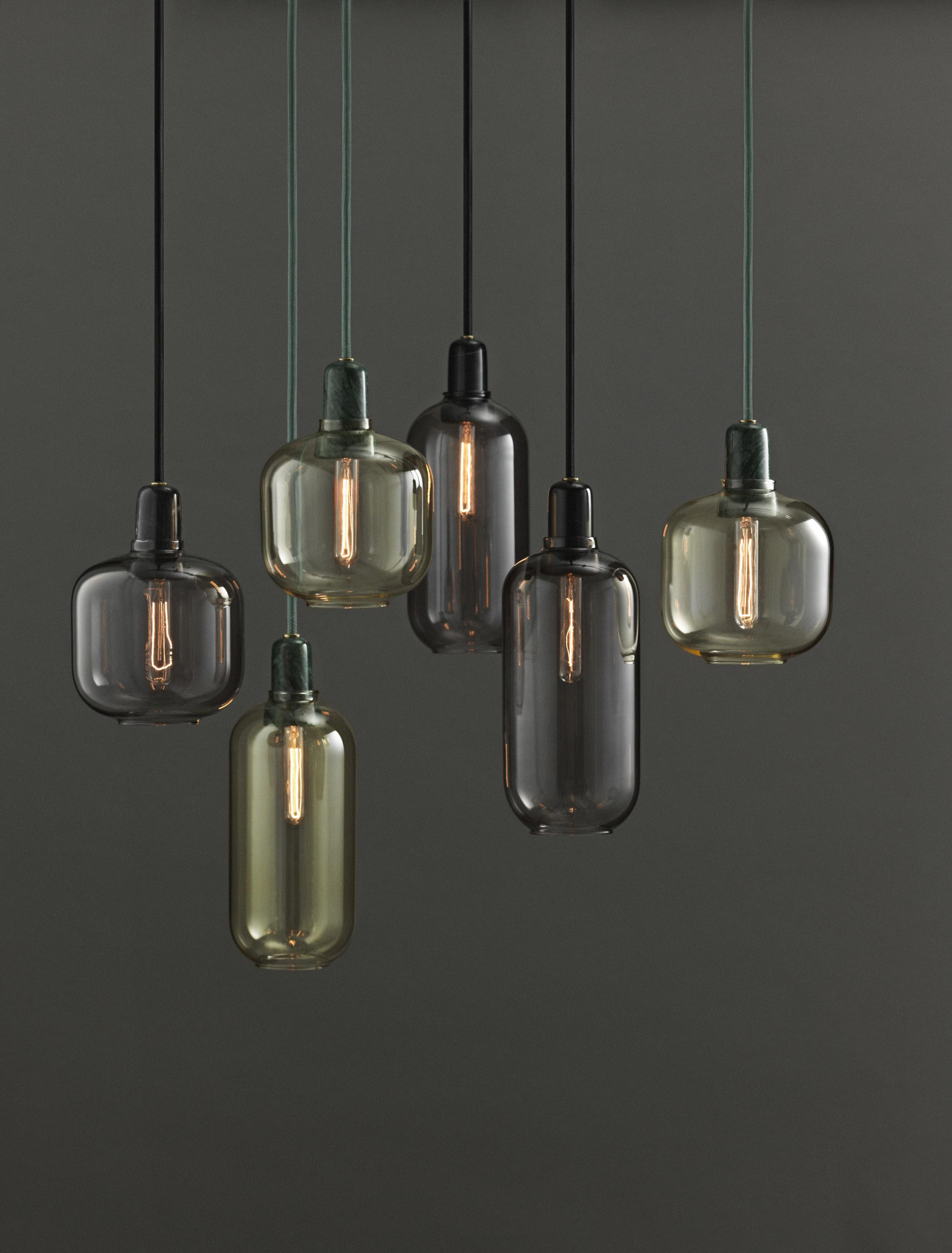 AMP LARGE pendant lamp yellow glass with green marble