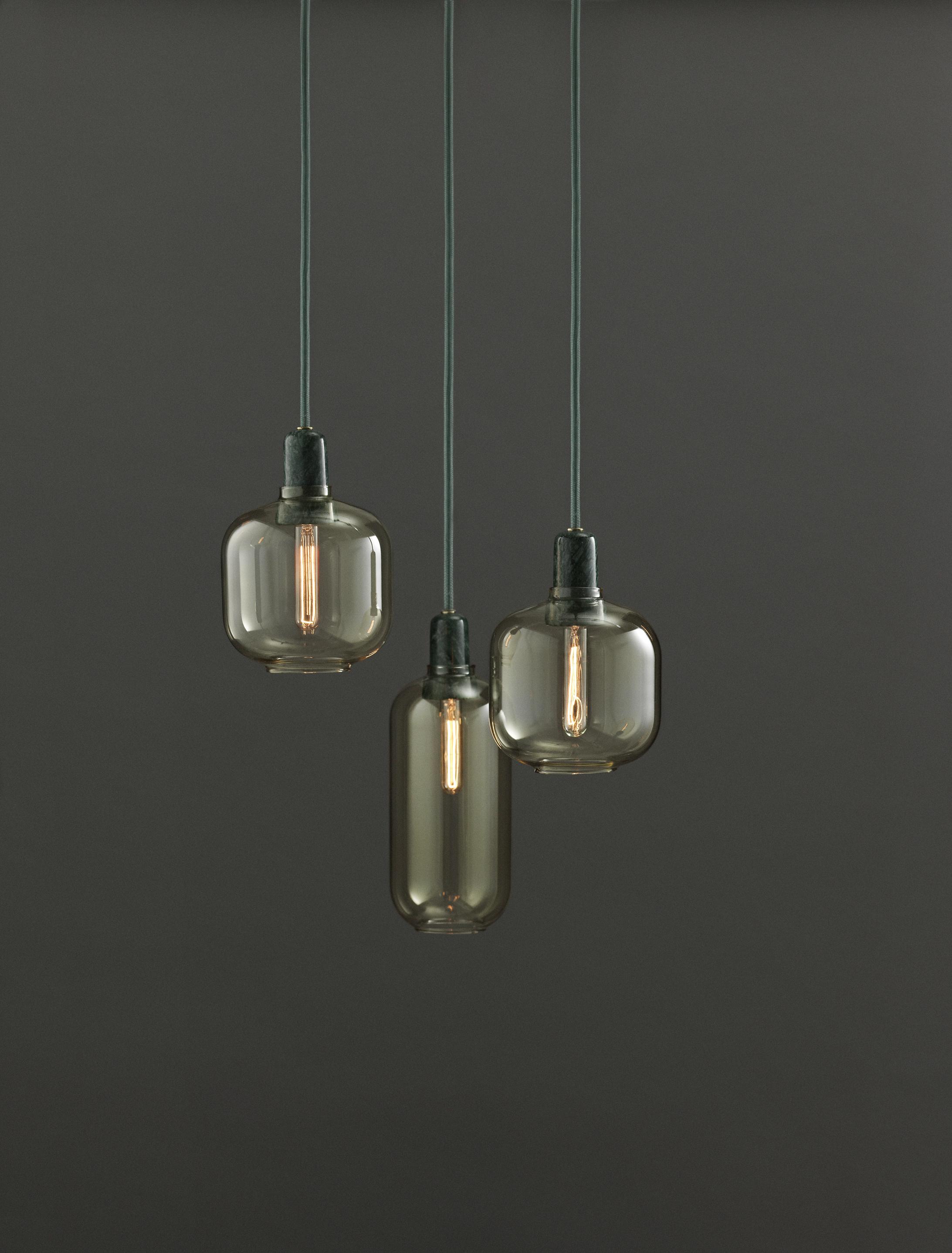 AMP LARGE pendant lamp yellow glass with green marble