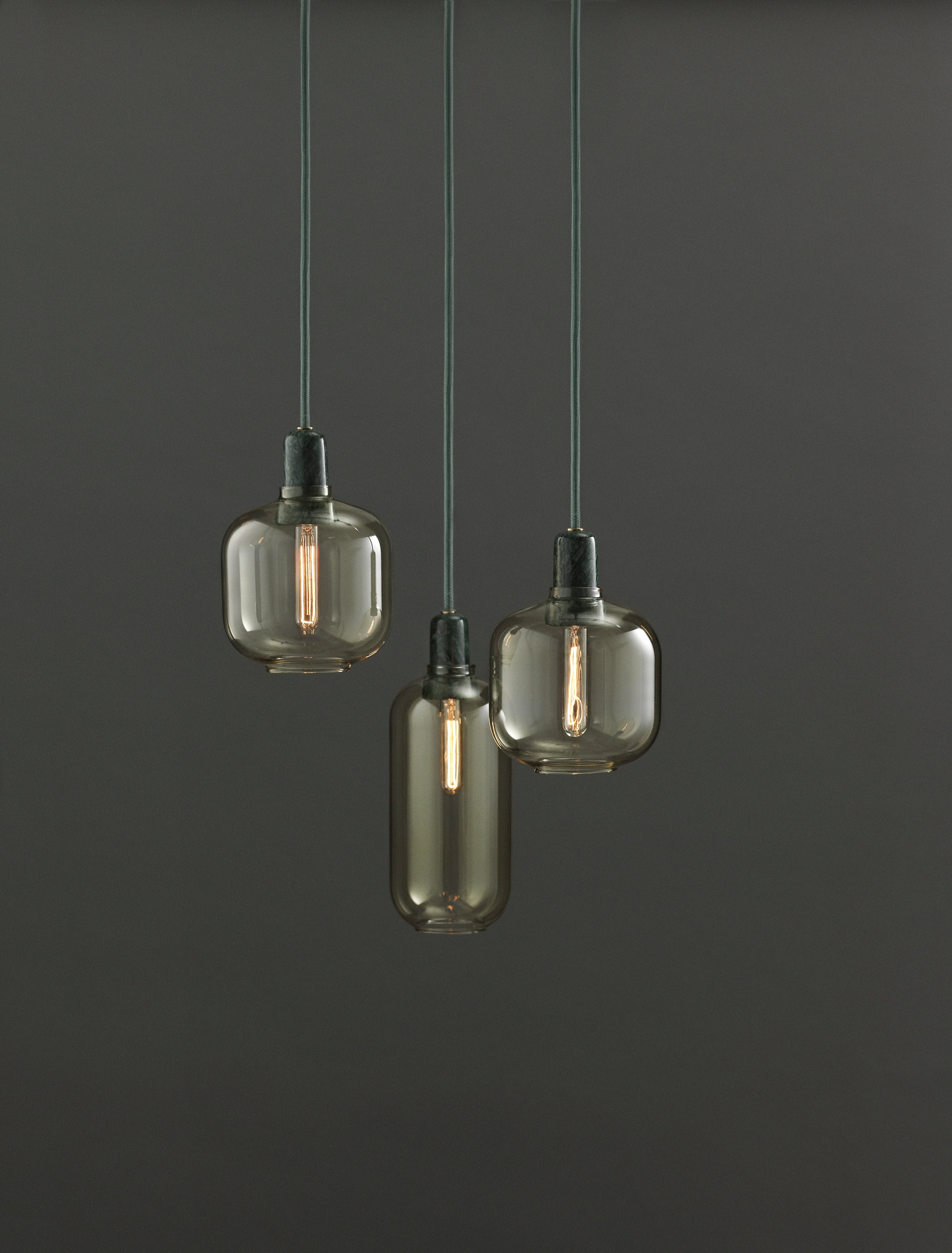 AMP pendant lamp yellow glass with green marble