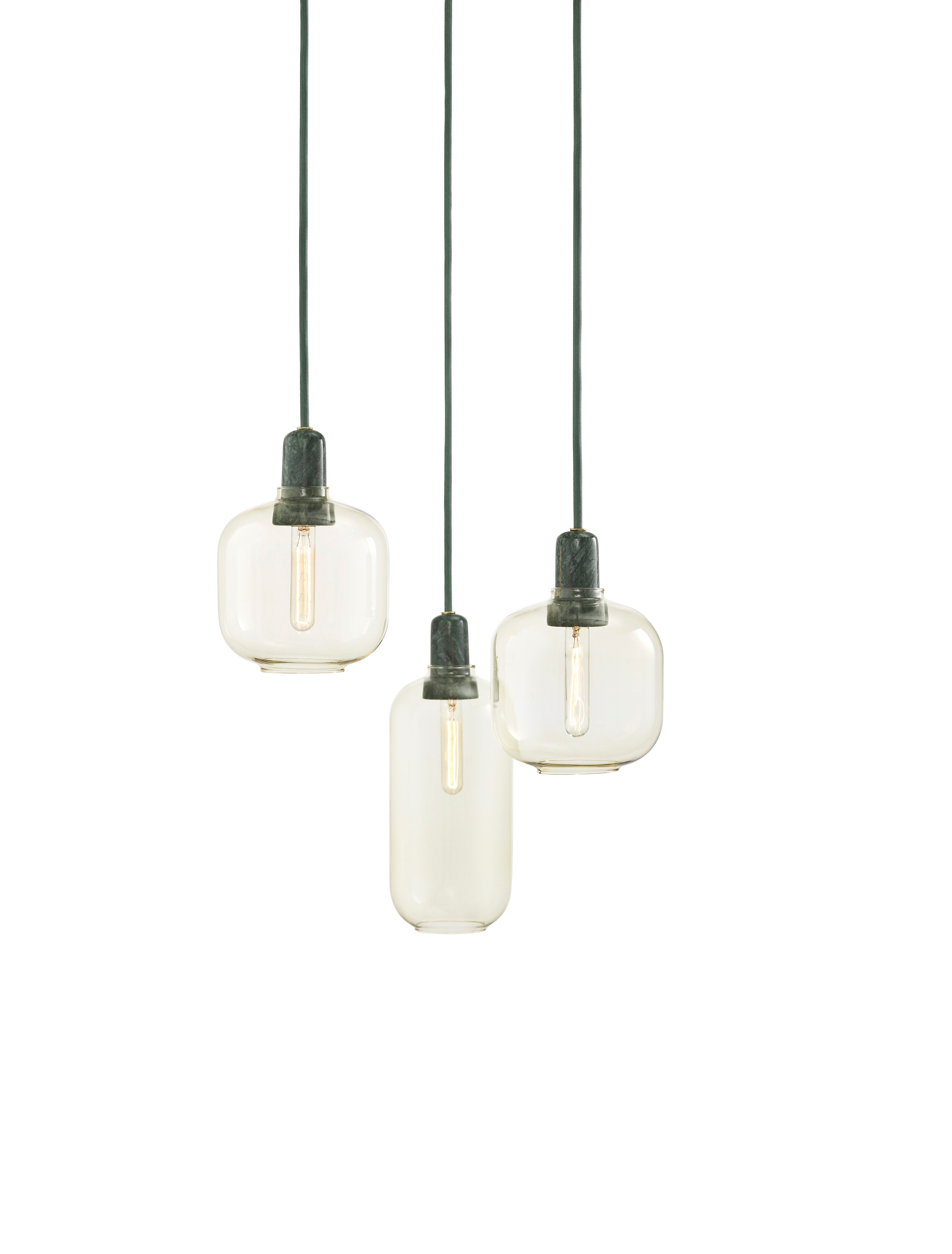 AMP pendant lamp yellow glass with green marble