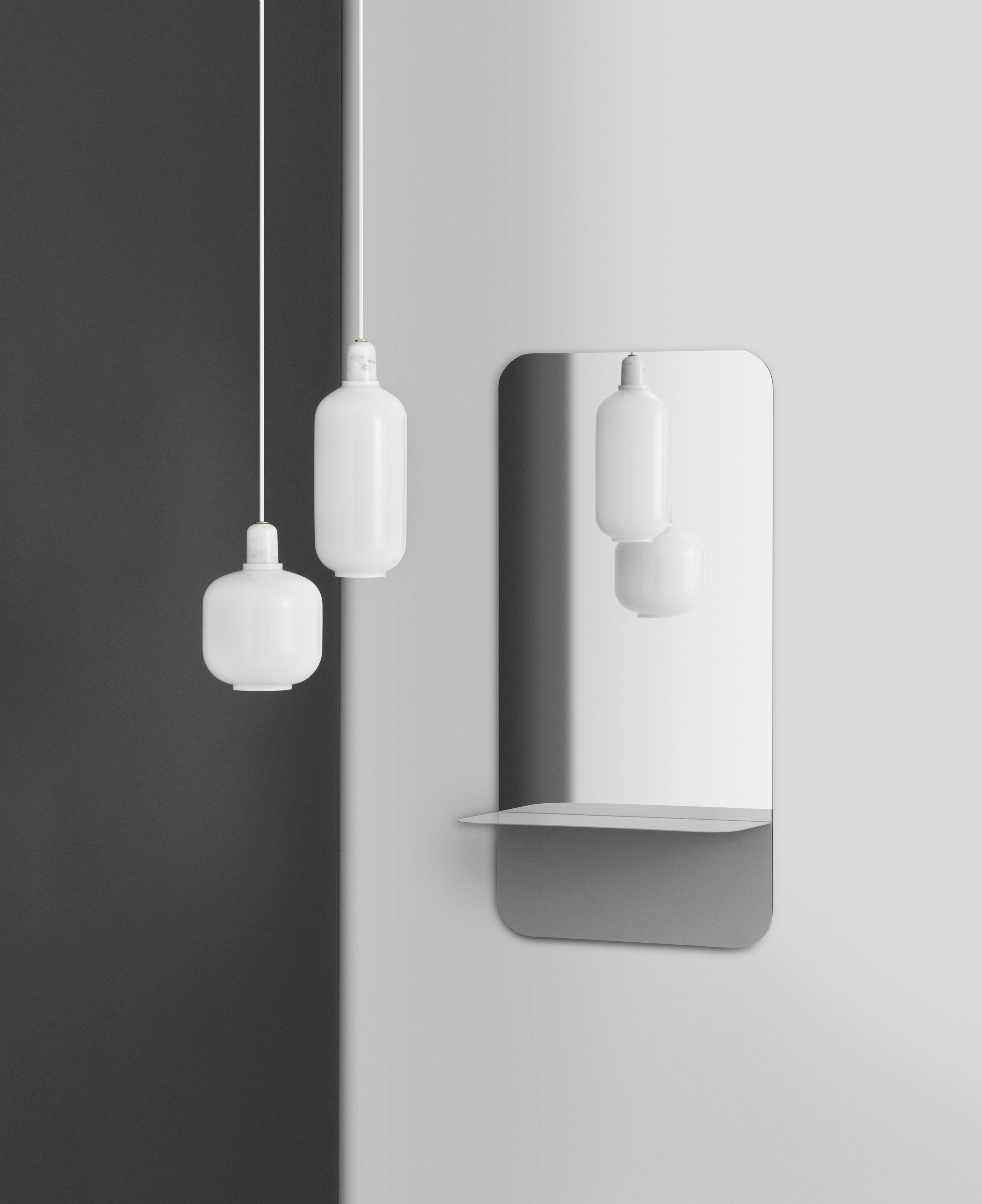 HORIZON VERTICAL Mirror with Shelf White