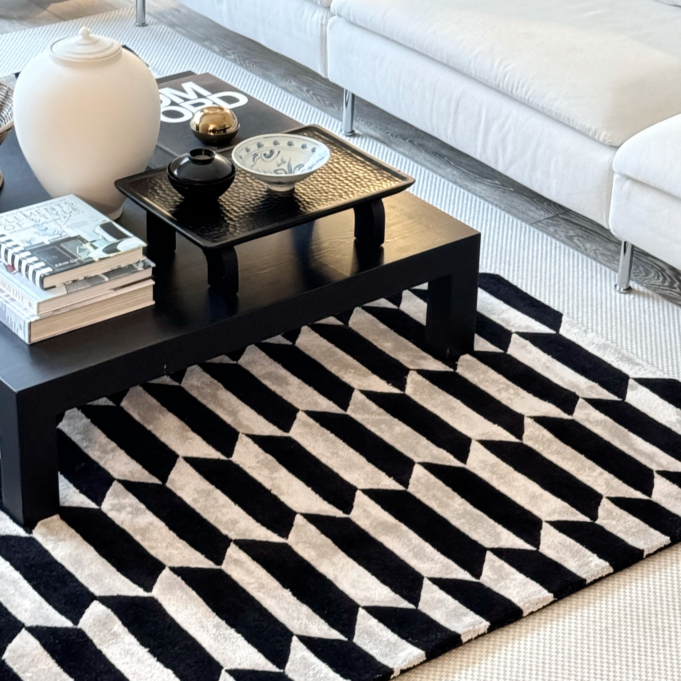 Teppich NOBLE creme mit Schwarz