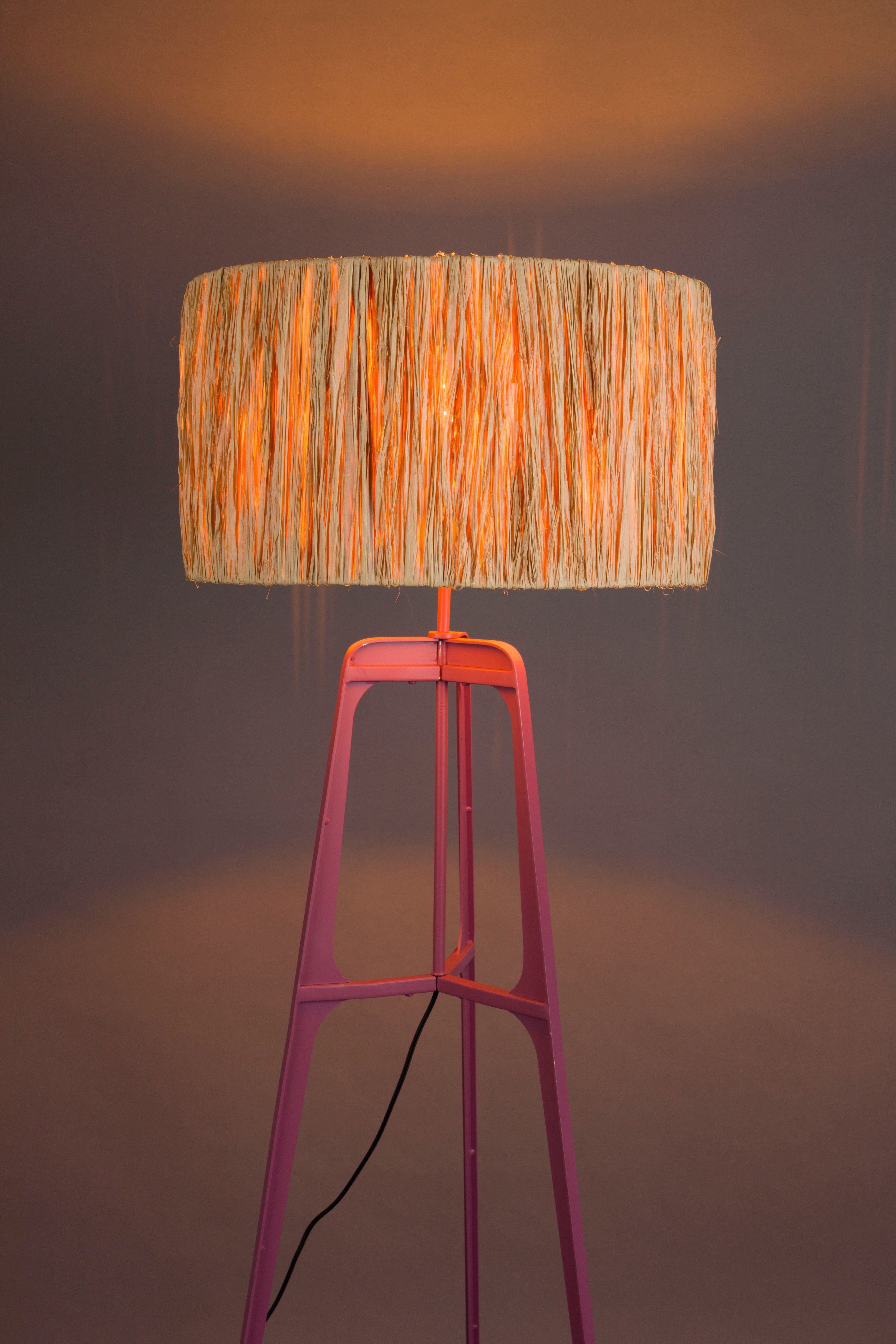 AFRA lamp in light brown with a plum base