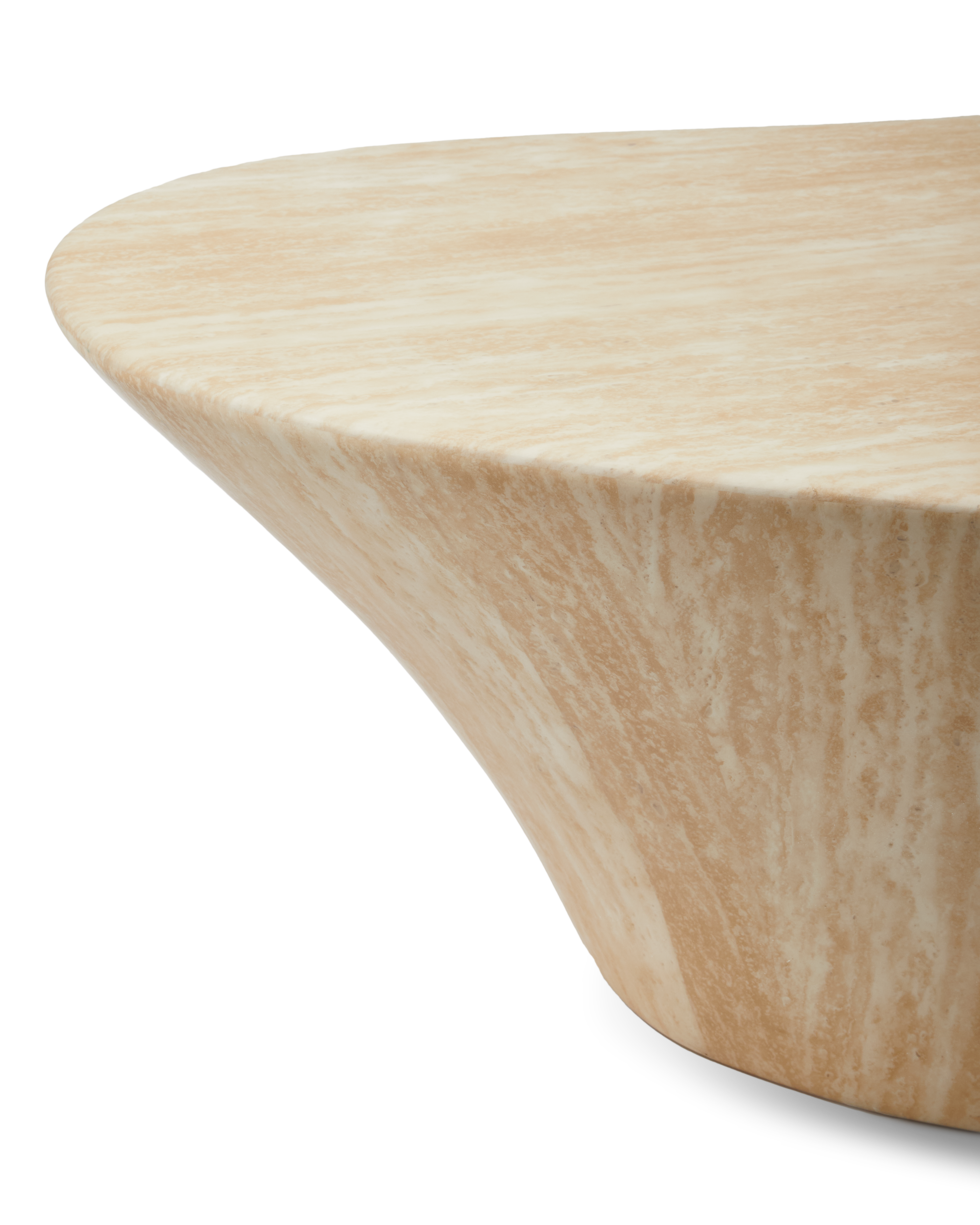 Beige OVAL MARBLE LOOK Coffee Table