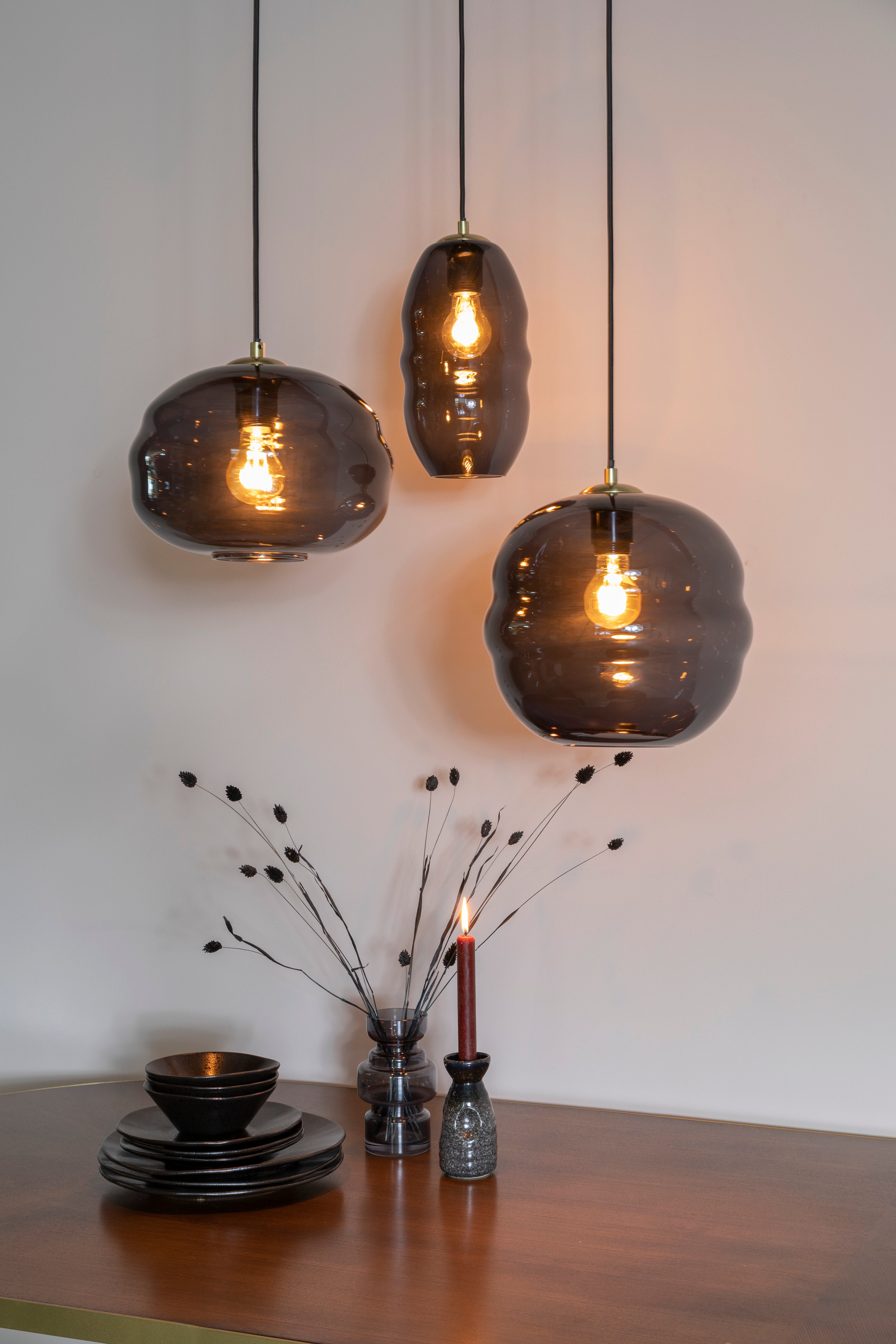 Pendelleuchte LAUREN schwarzes Glas
