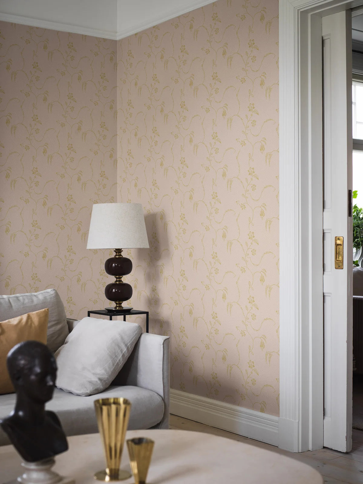 Tapete mit Pflanzenmotiv ELSIE beige mit Gold