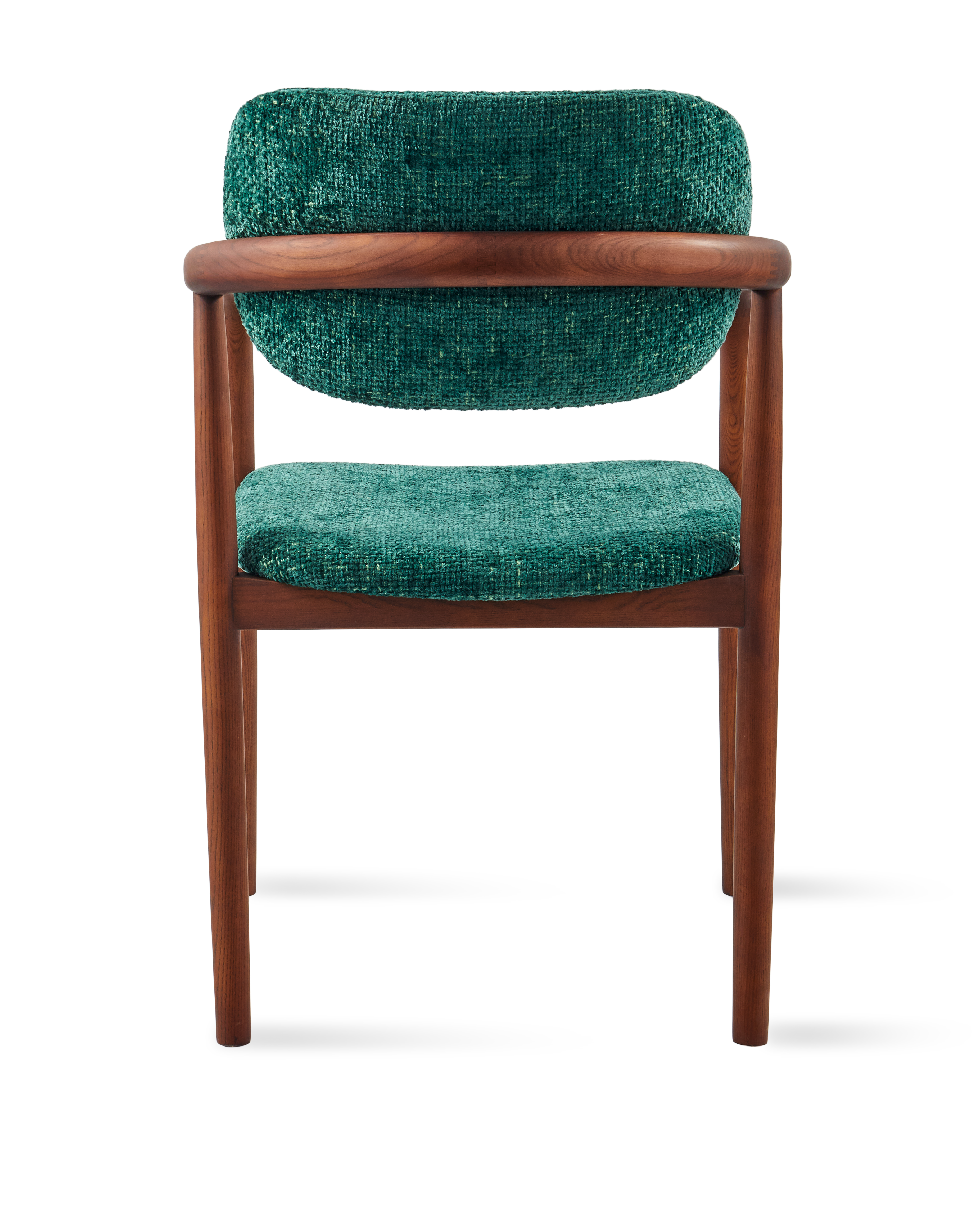 HENRY Armchair with Armrests in Dark Green with Wooden Base