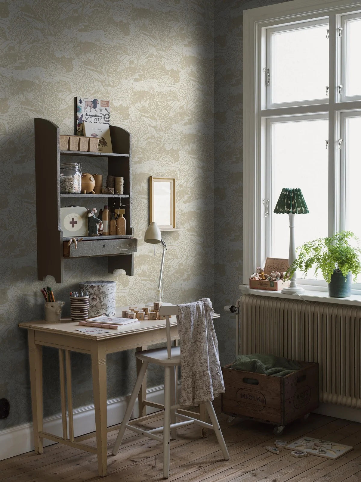 Kinder Tapete mit Landschaft SOLANGEN beige mit Weiß