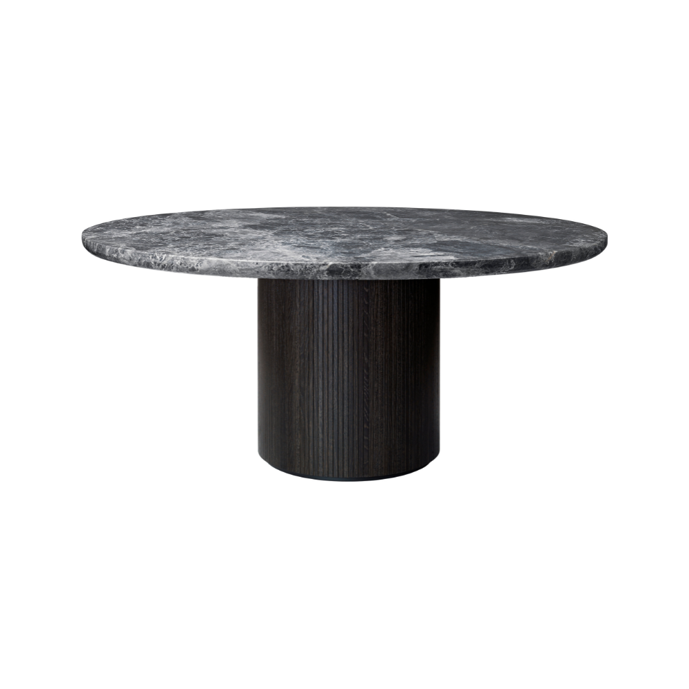 Runder Tisch MOON schwarz Eichenfurnier und Marmor