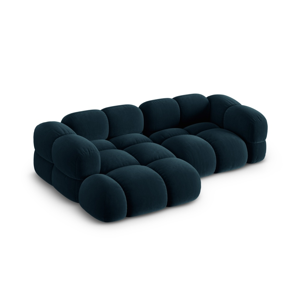 Velvet corner sofa for 3 people, left-sided LORETTO petrol
