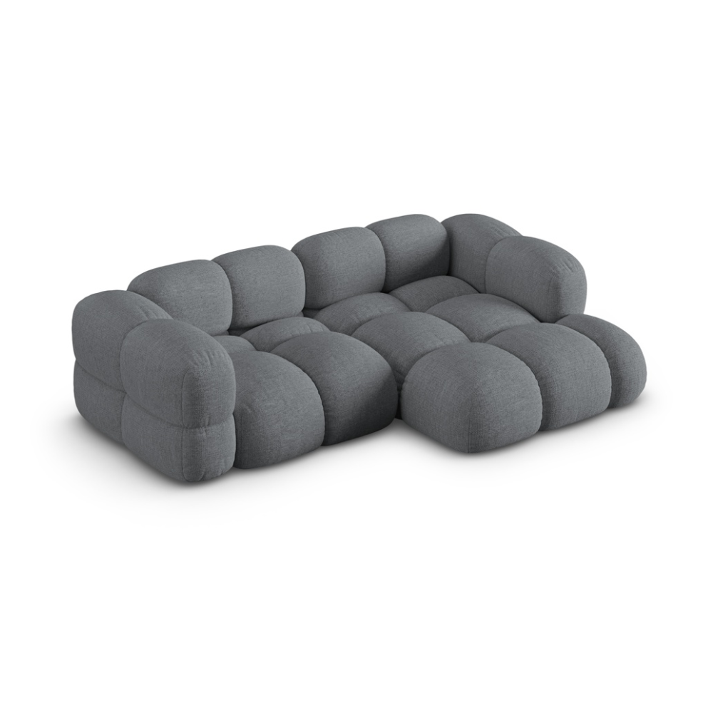 Dreisitzer-Ecksofa rechts LORETTO grau-blau