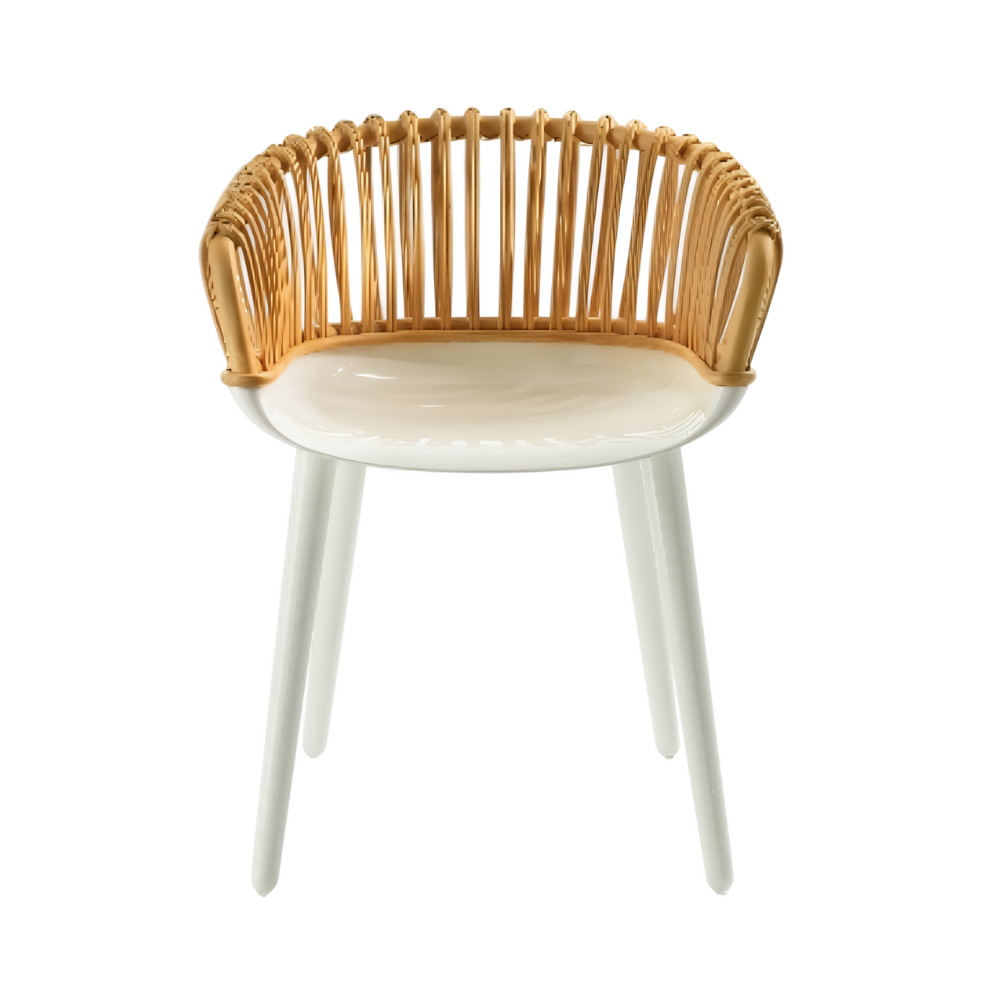 CYBORG CLUB chair in white with woven backrest