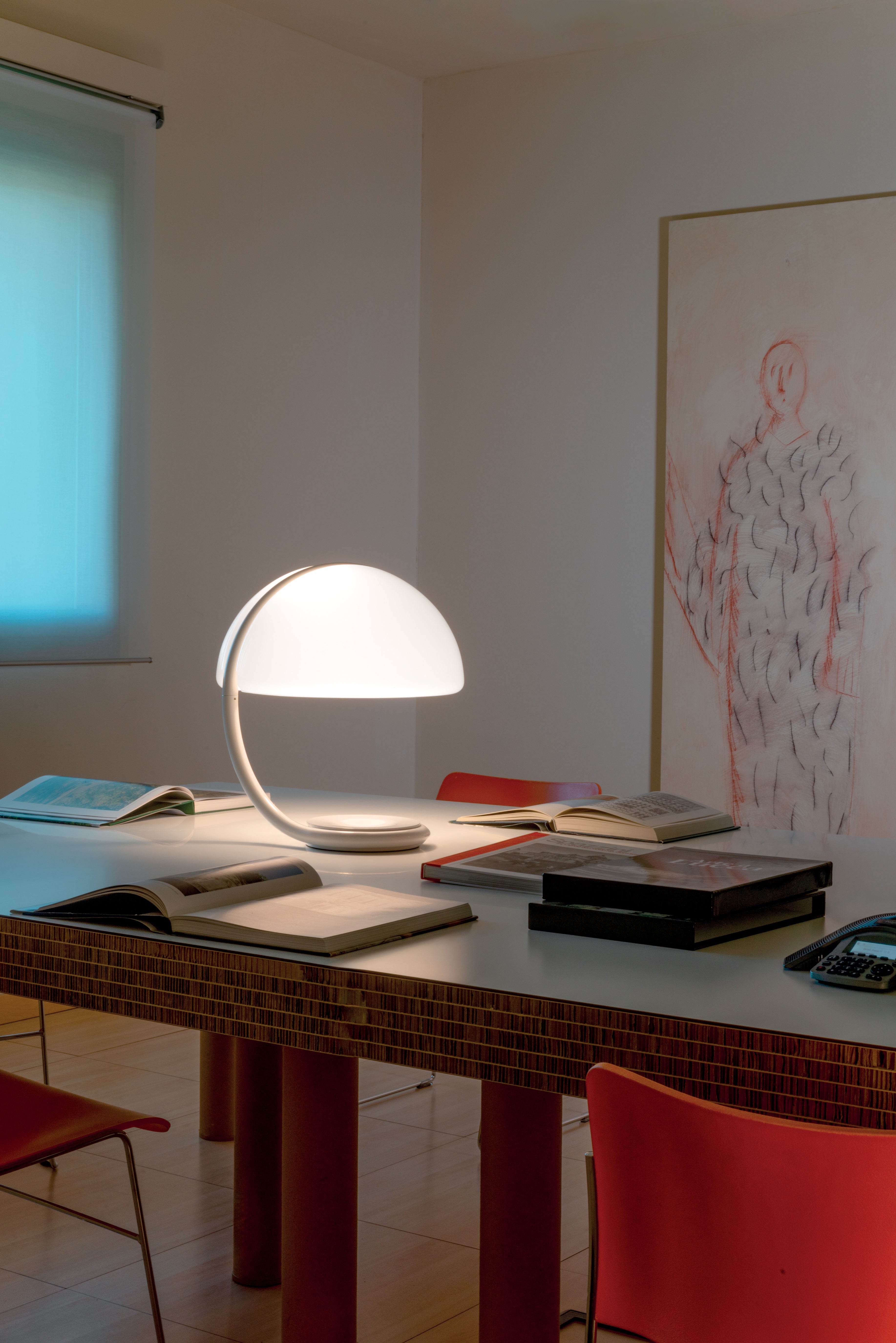 SERPENTE Table Lamp with Opal Shade and Gold Galvanized Base
