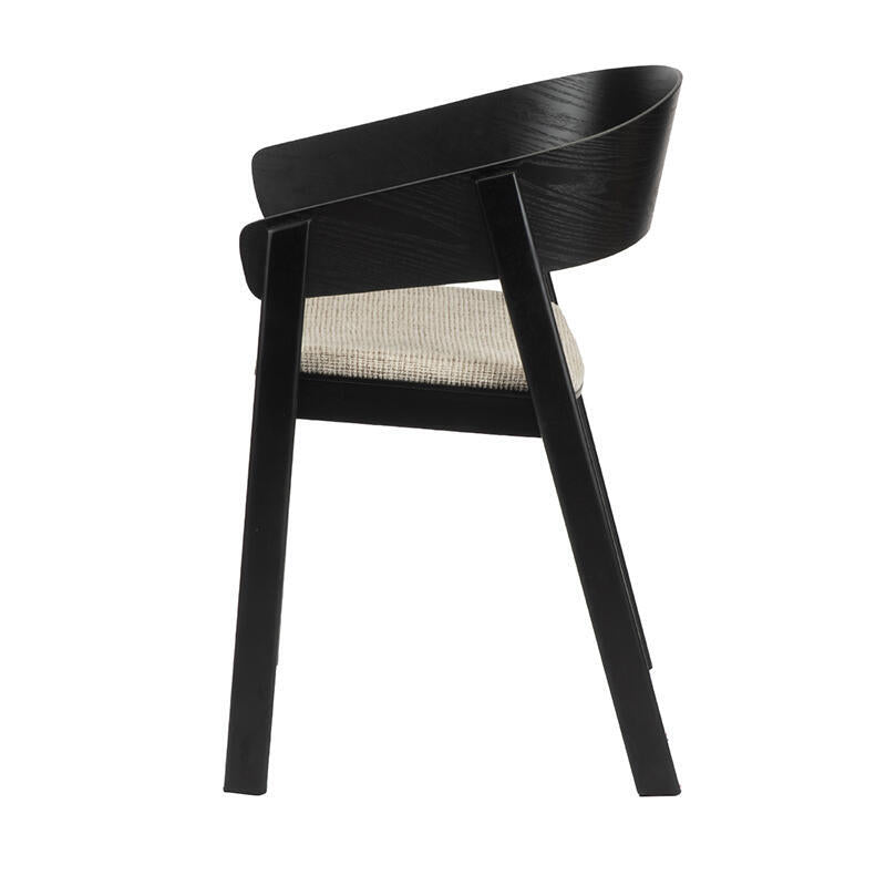 EDO Armchair in Beige with Black Wooden Base