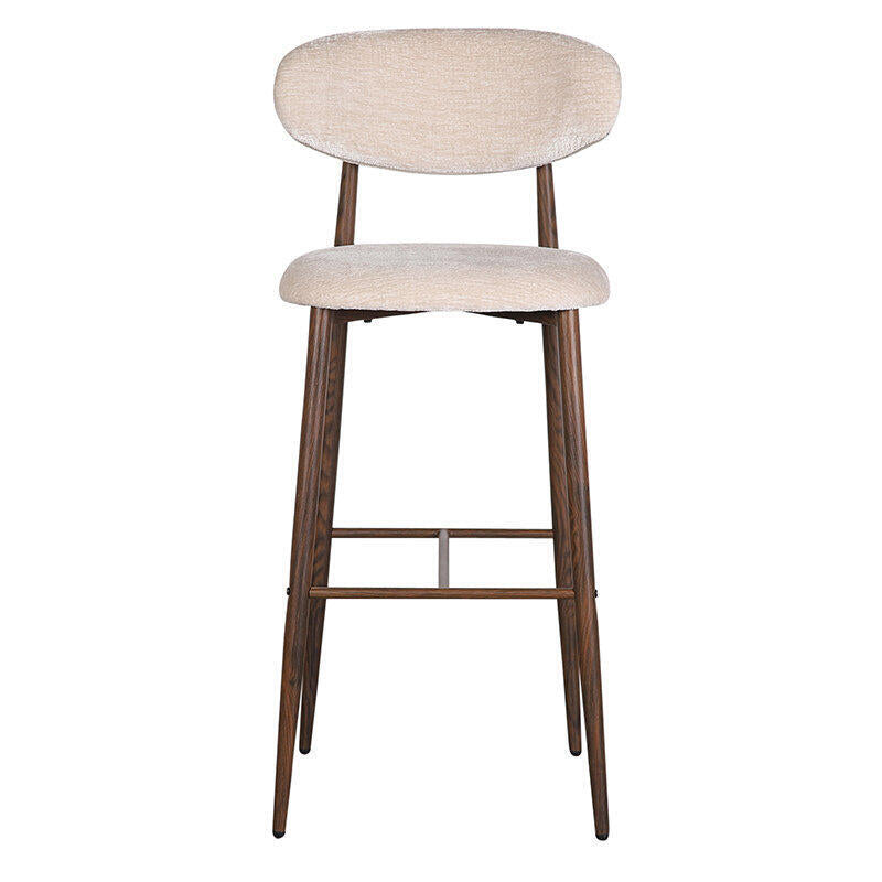 Hocker JAPANDI beige mit dunklem Holzgestell