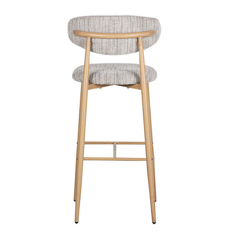 JAPANDI Stool in Gray Beige with Wooden Base