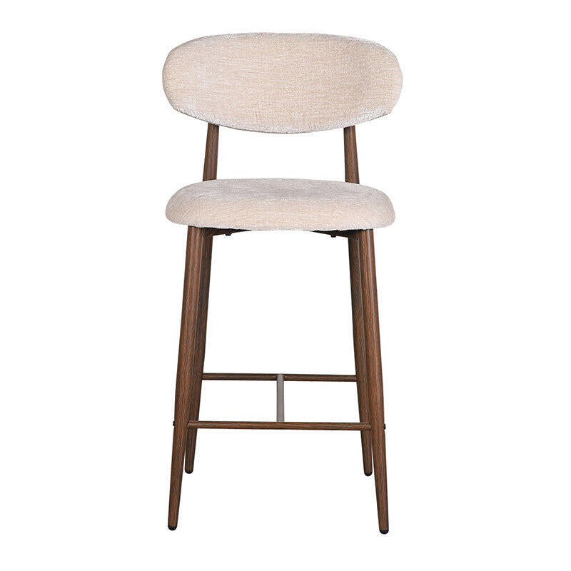 Hocker JAPANDI beige mit dunklem Holzgestell