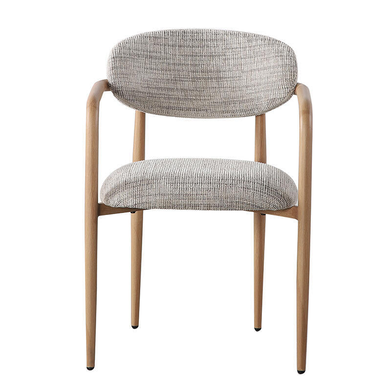 SAKE Armchair in Gray Beige with Wooden Base