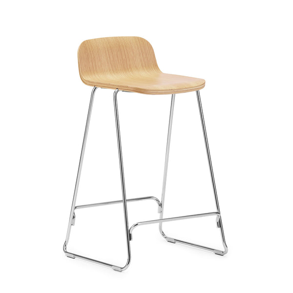 Bar chair with Just a natural oak with a chrome base