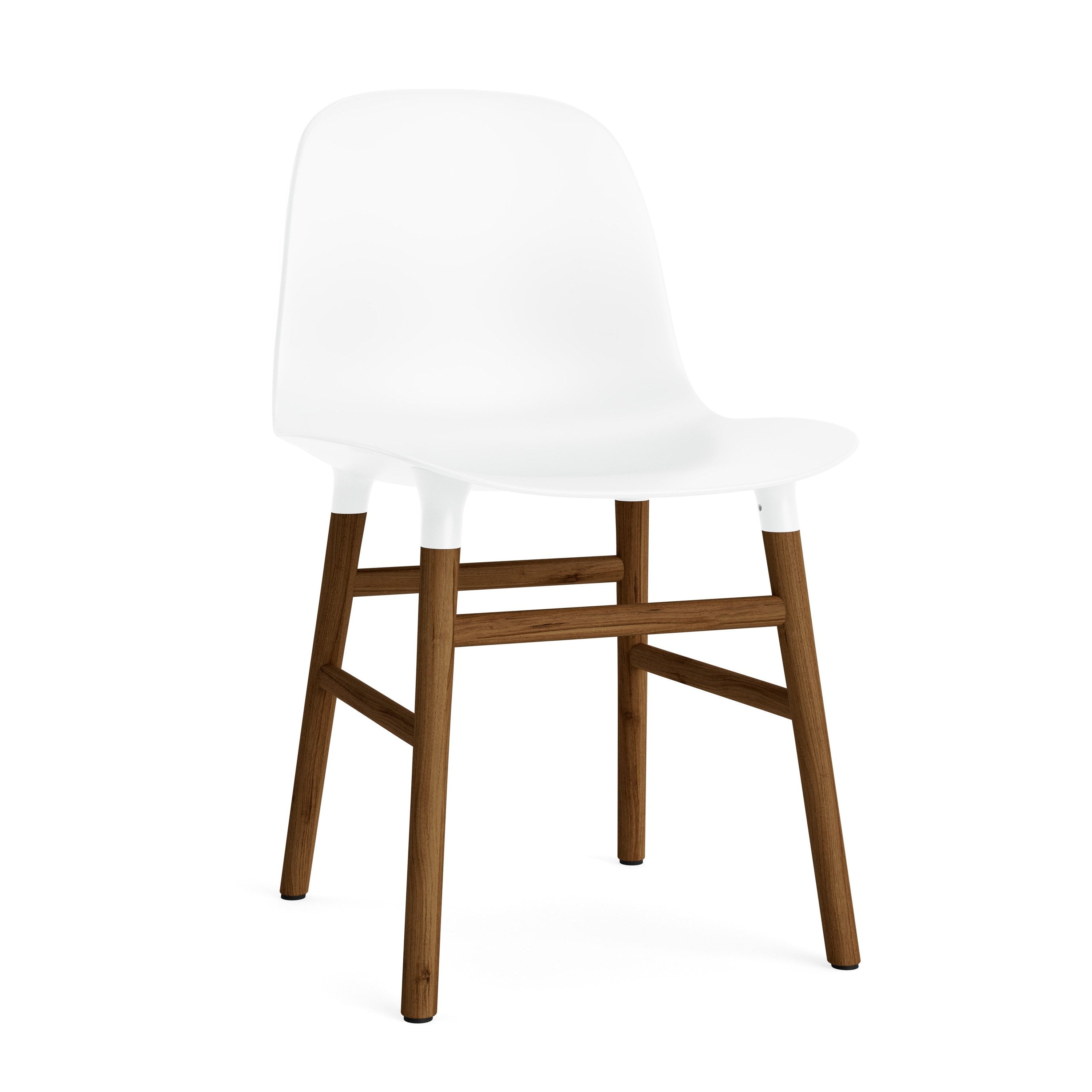 A chair of white forms with a nutty base