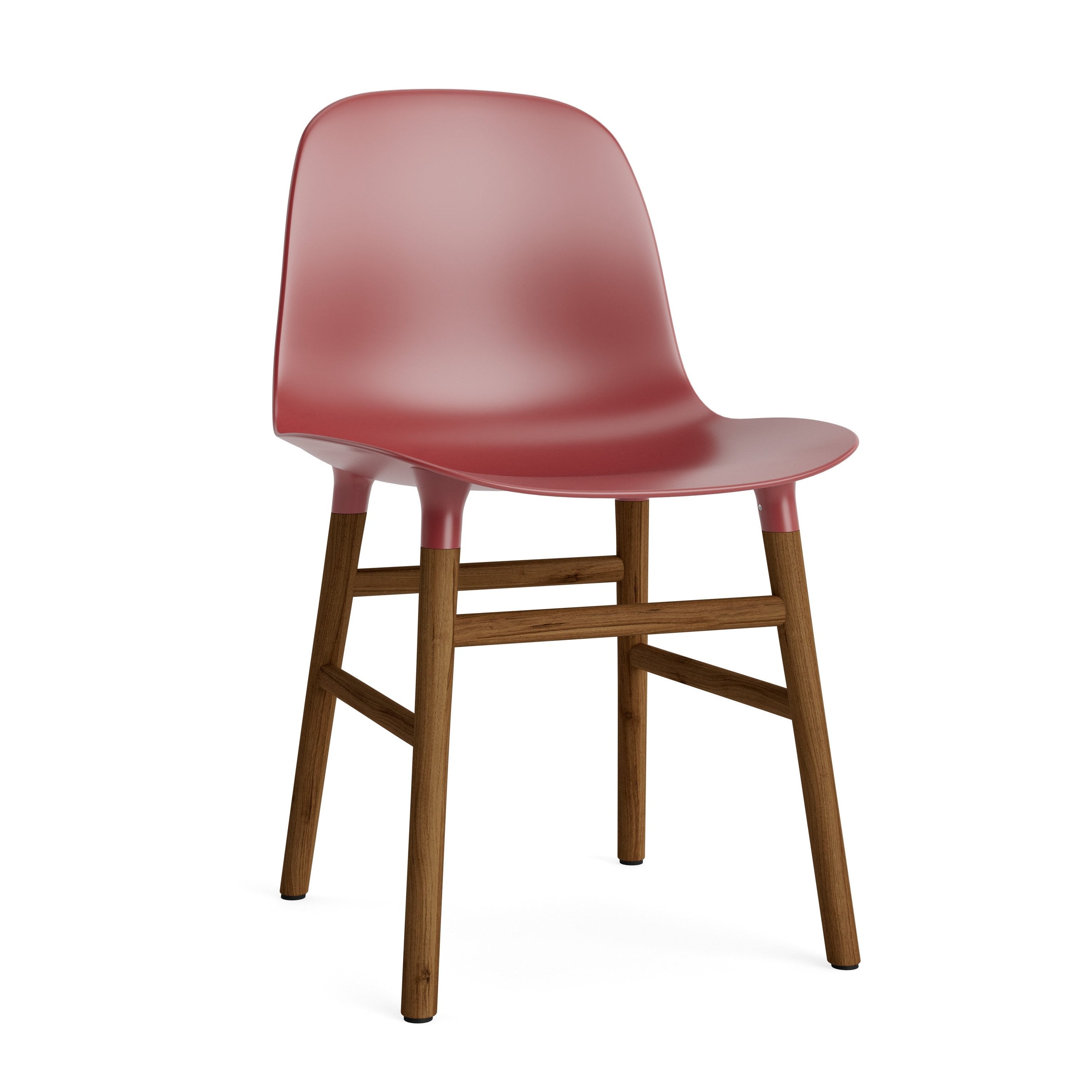 Chair of burgundy forms with a nut base