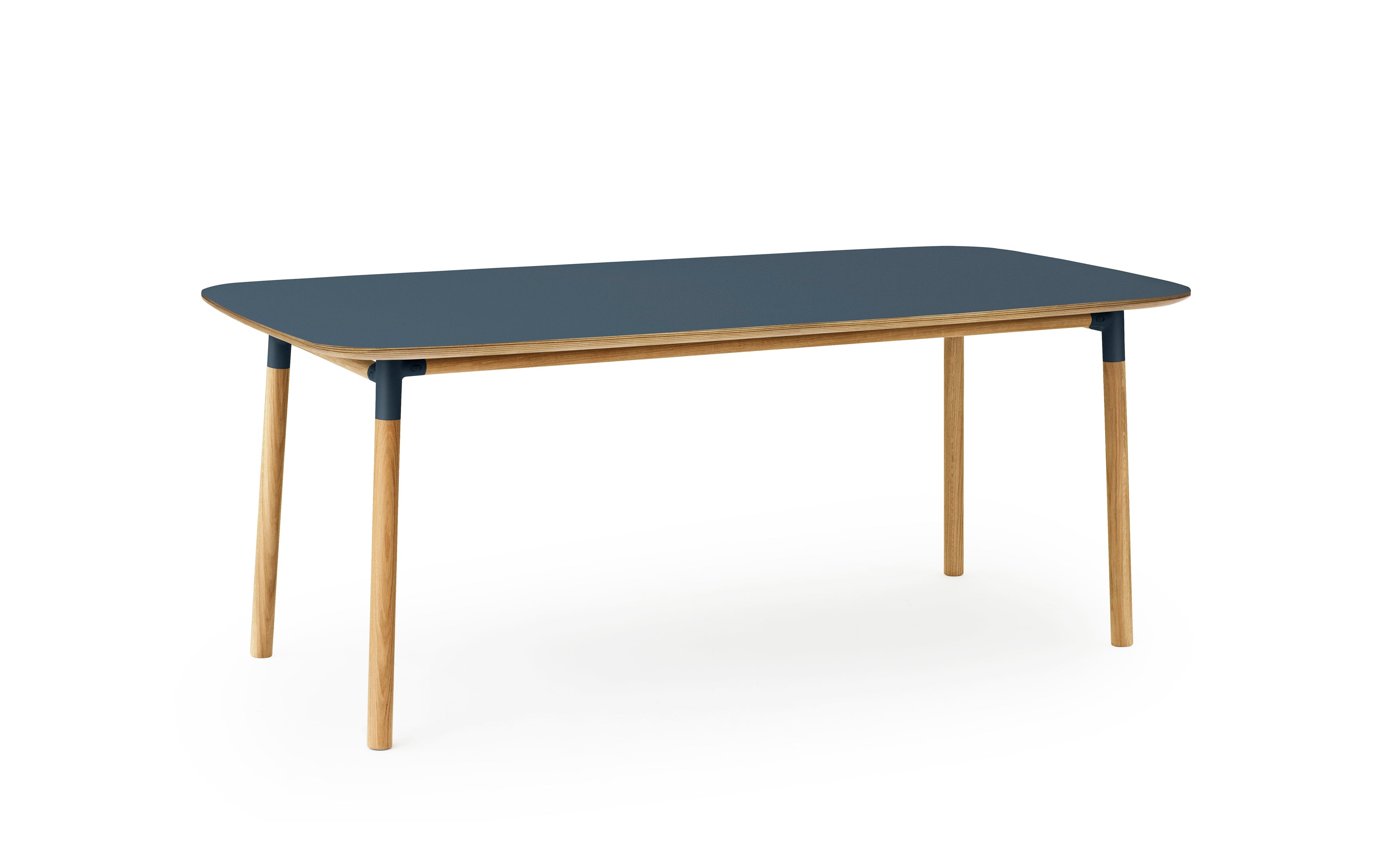 Blue top forms with an oak base