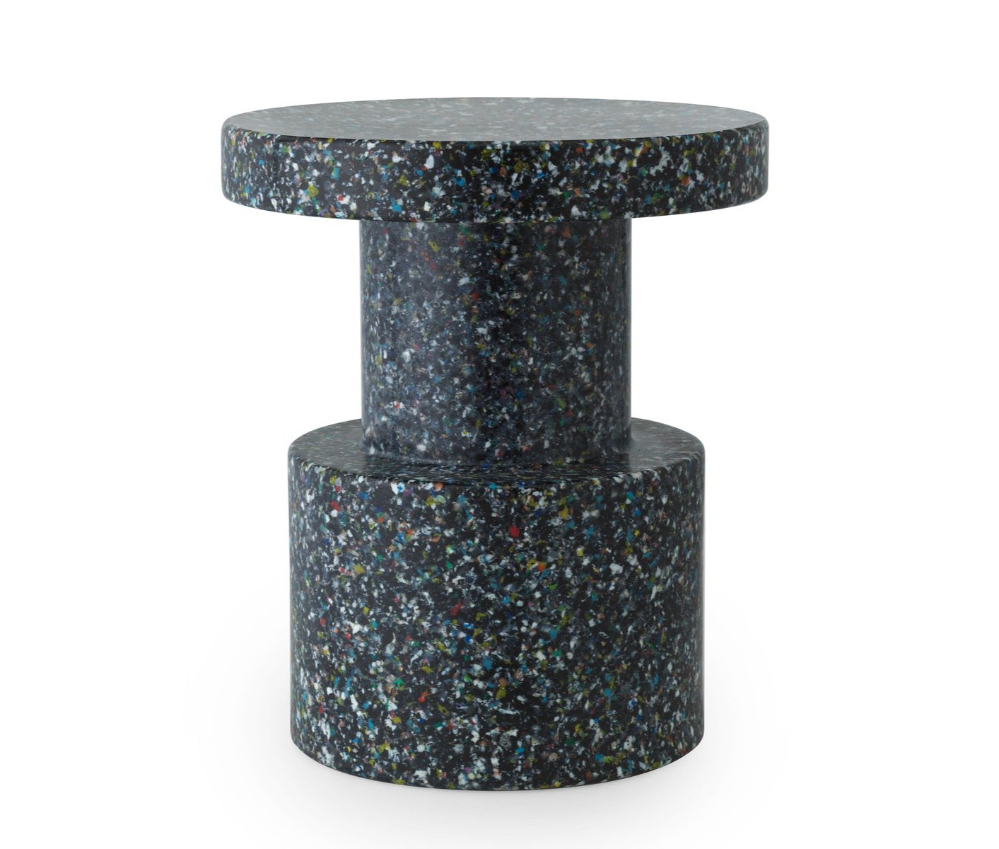 Black bit side table with a colorful finish