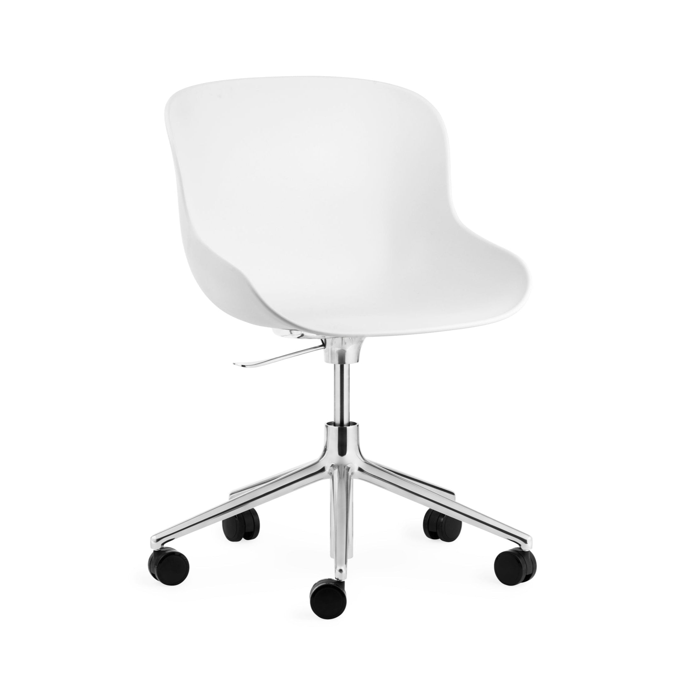 Hyg 5W White Office Chair mit einer Aluminiumbasis