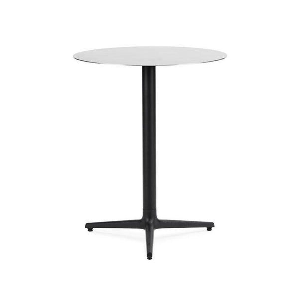 Cafe Table Round Allez Steel Top mit einer schwarzen Basis