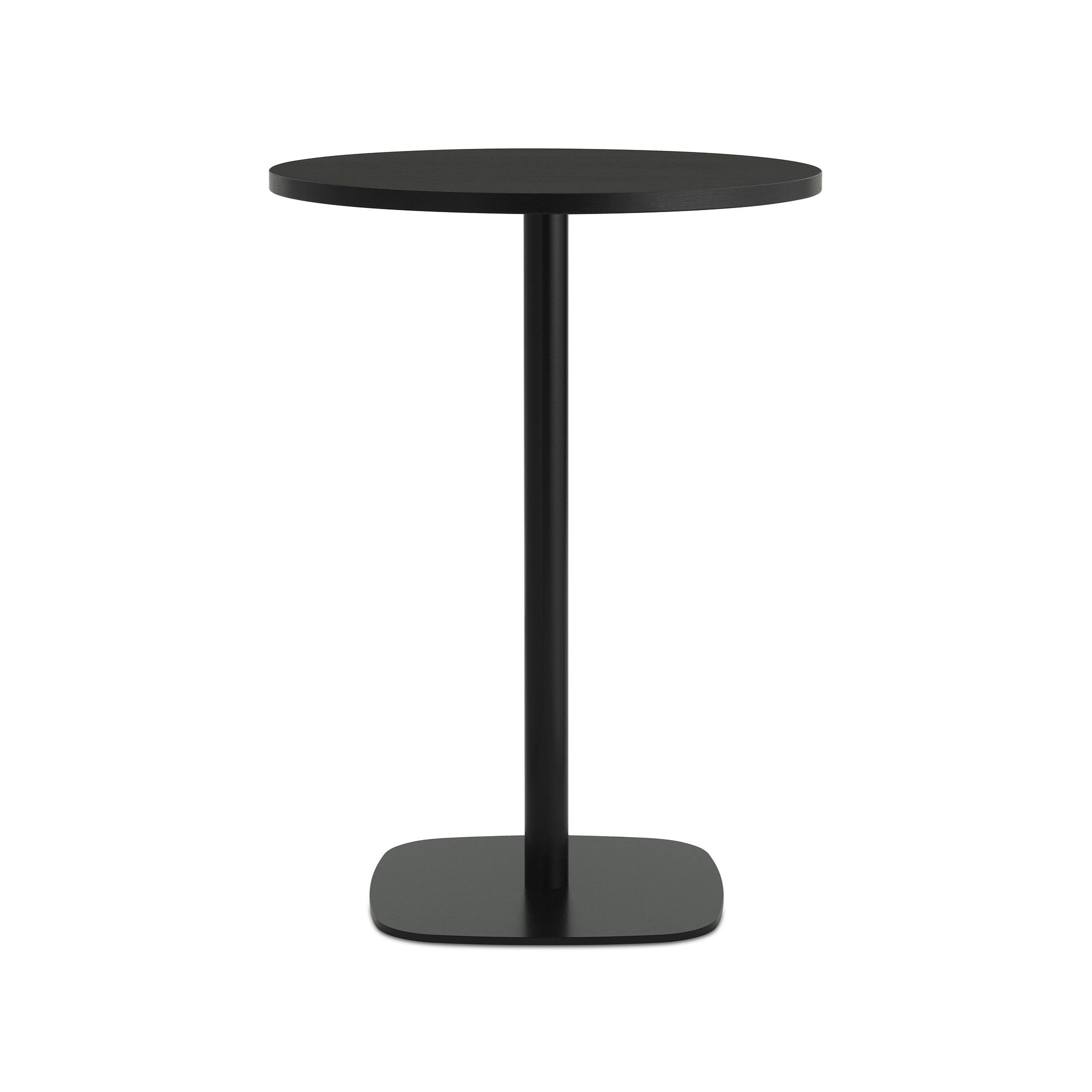 Round cafe table forms wooden top with a black base