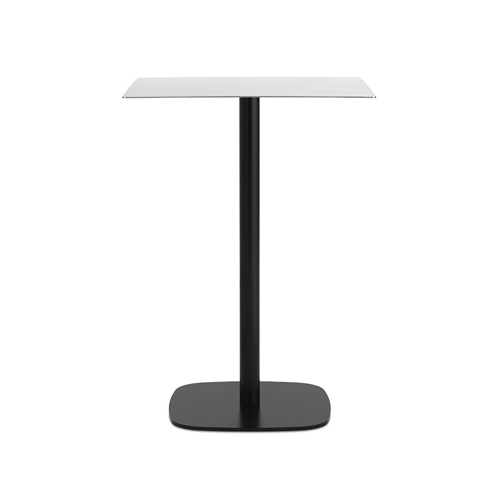 Square cafe table forms steel top with a black base